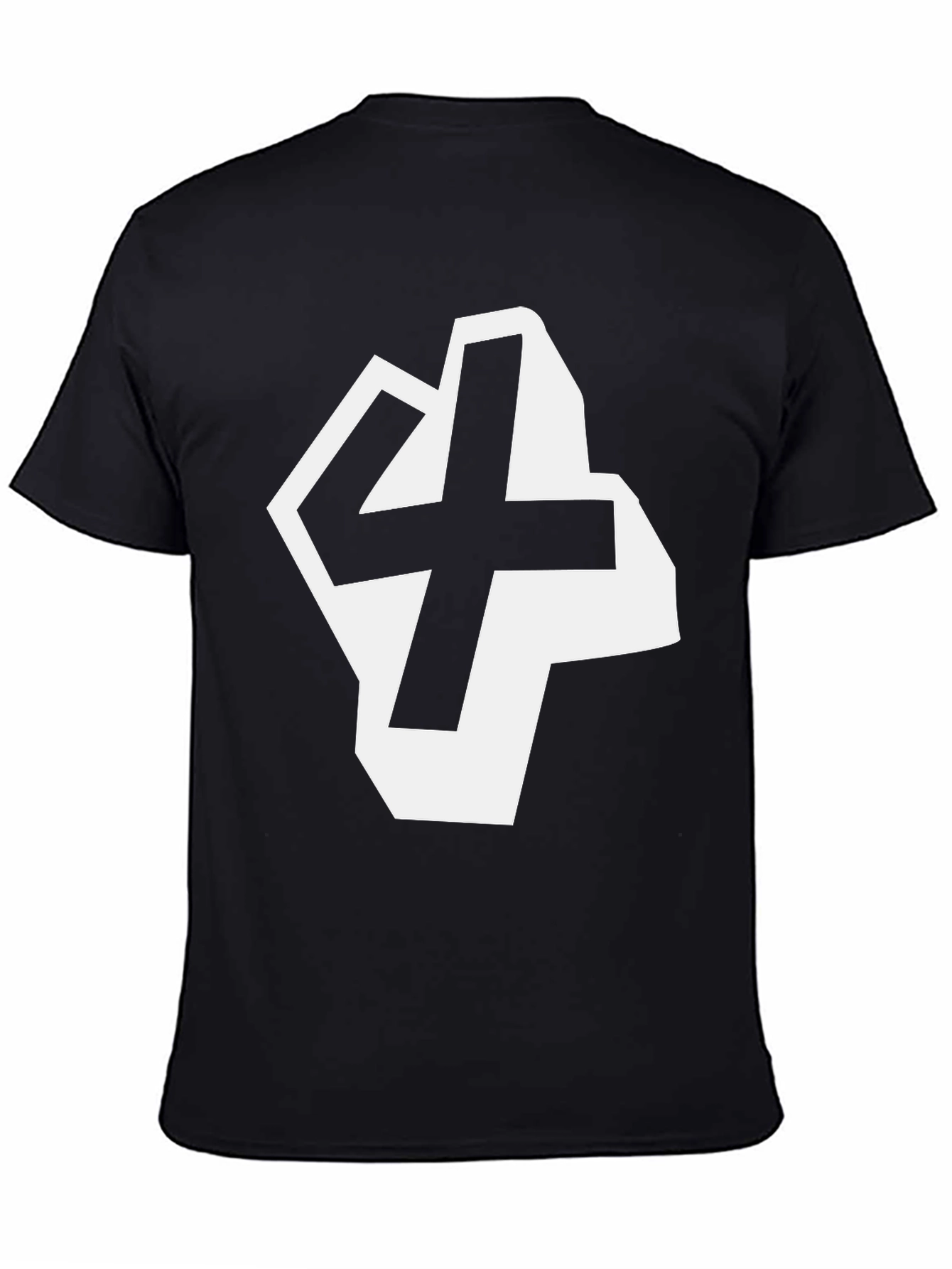 Bold Number 4 Graphic Tee - Black Cotton Blend