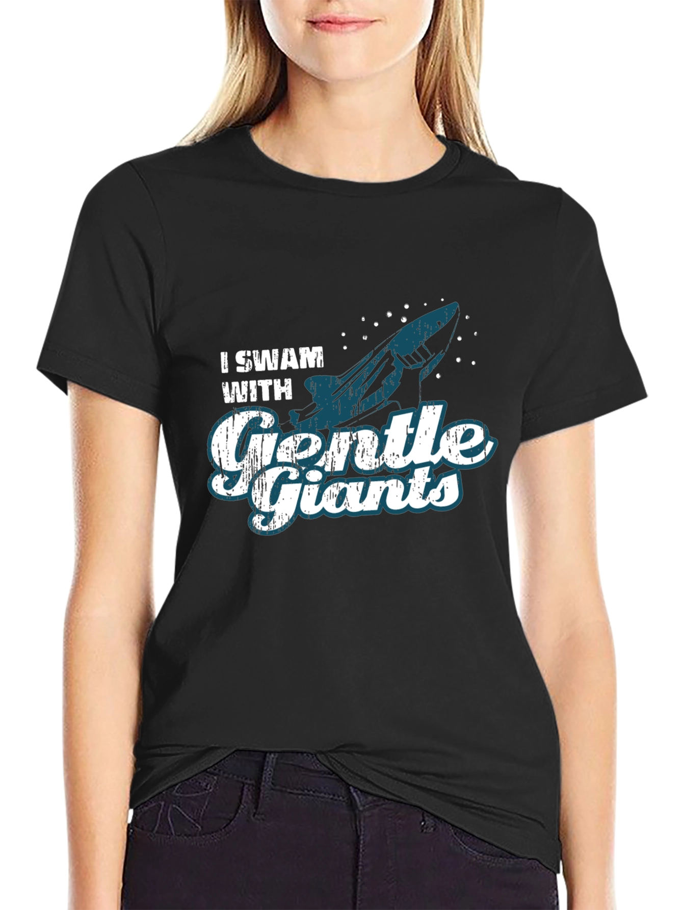 I Swam with Gentle Giants Black Graphic T-Shirt