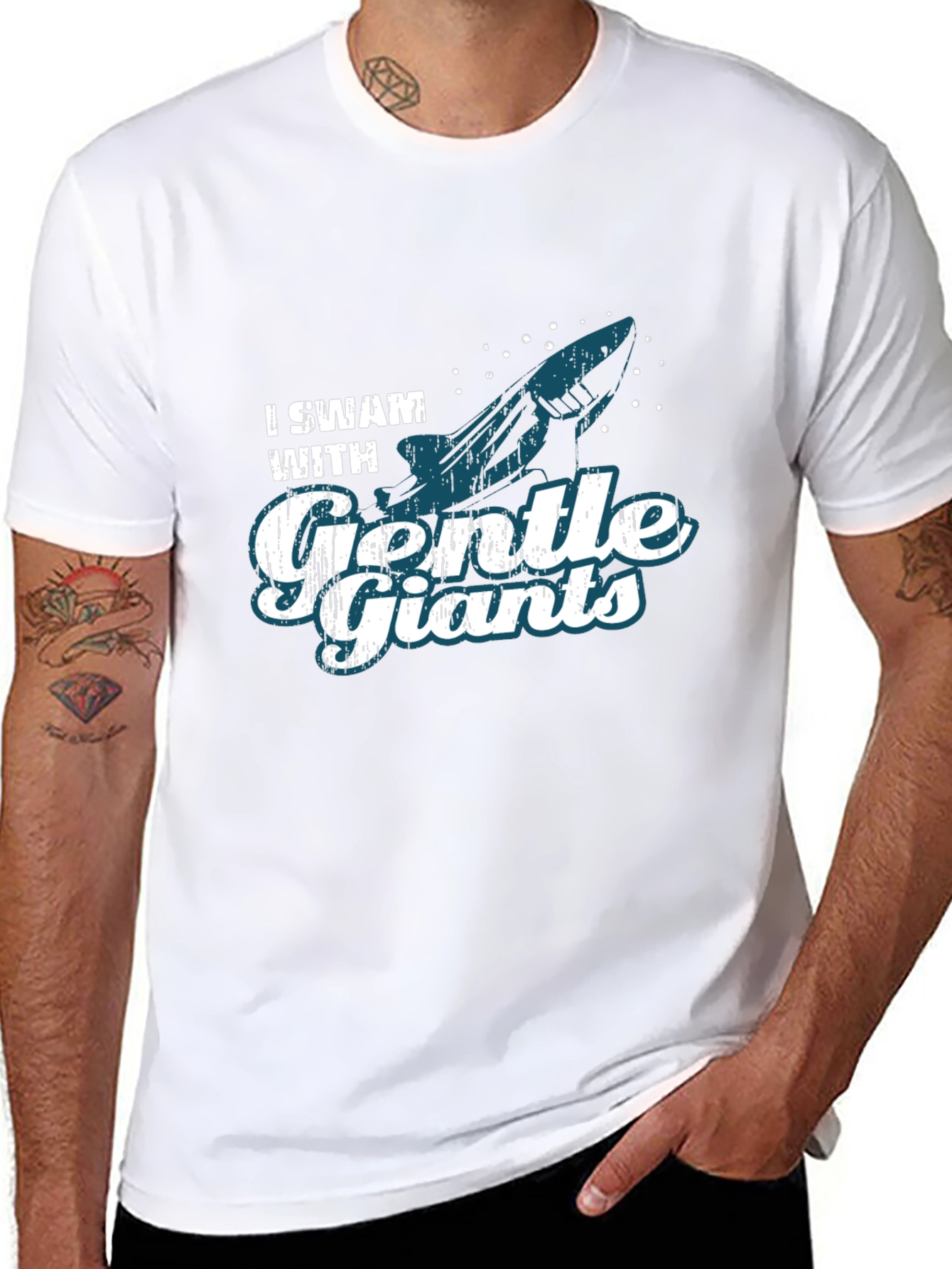 I Swam with Gentle Giants Black Graphic T-Shirt