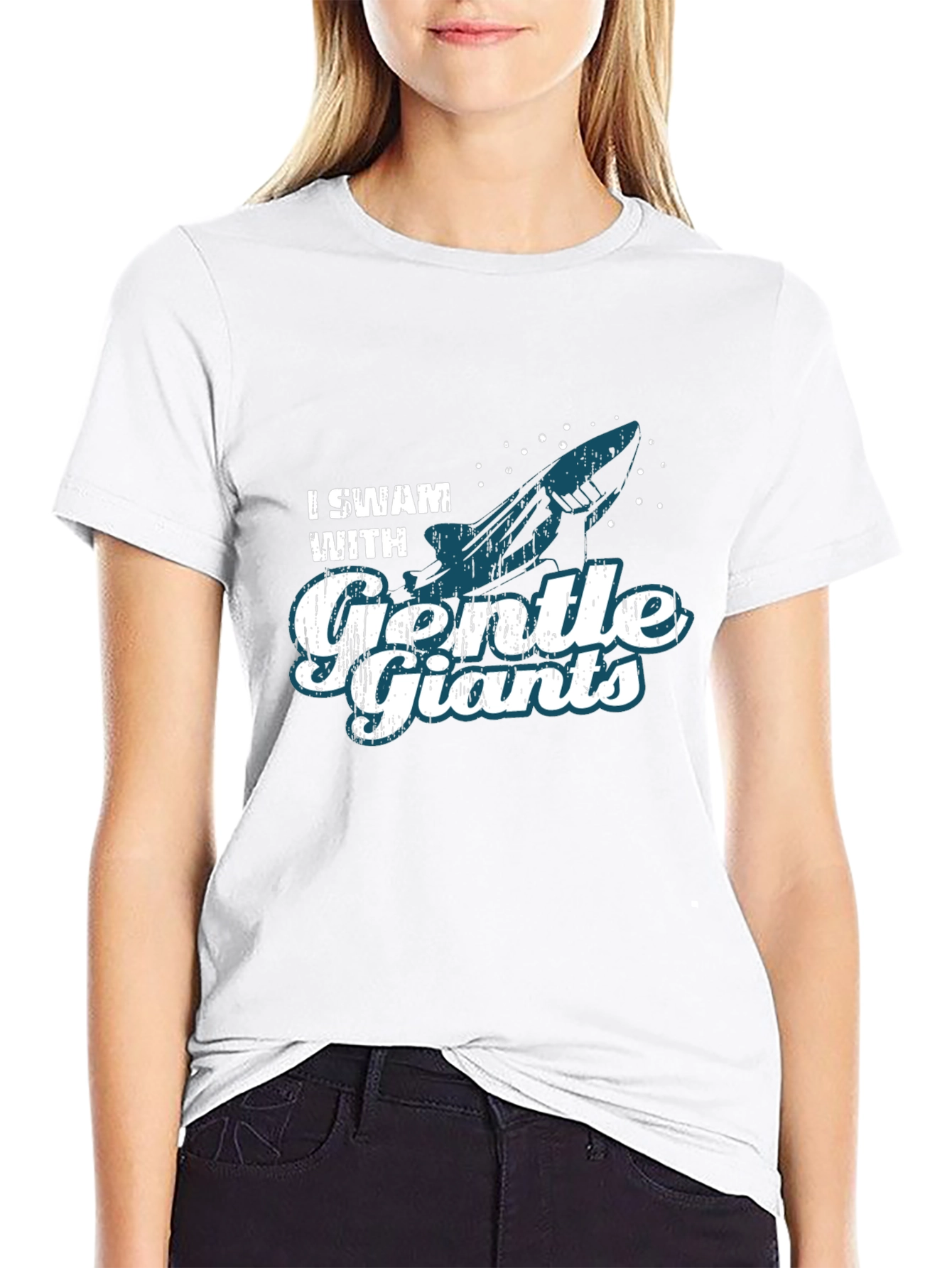 I Swam with Gentle Giants Black Graphic T-Shirt