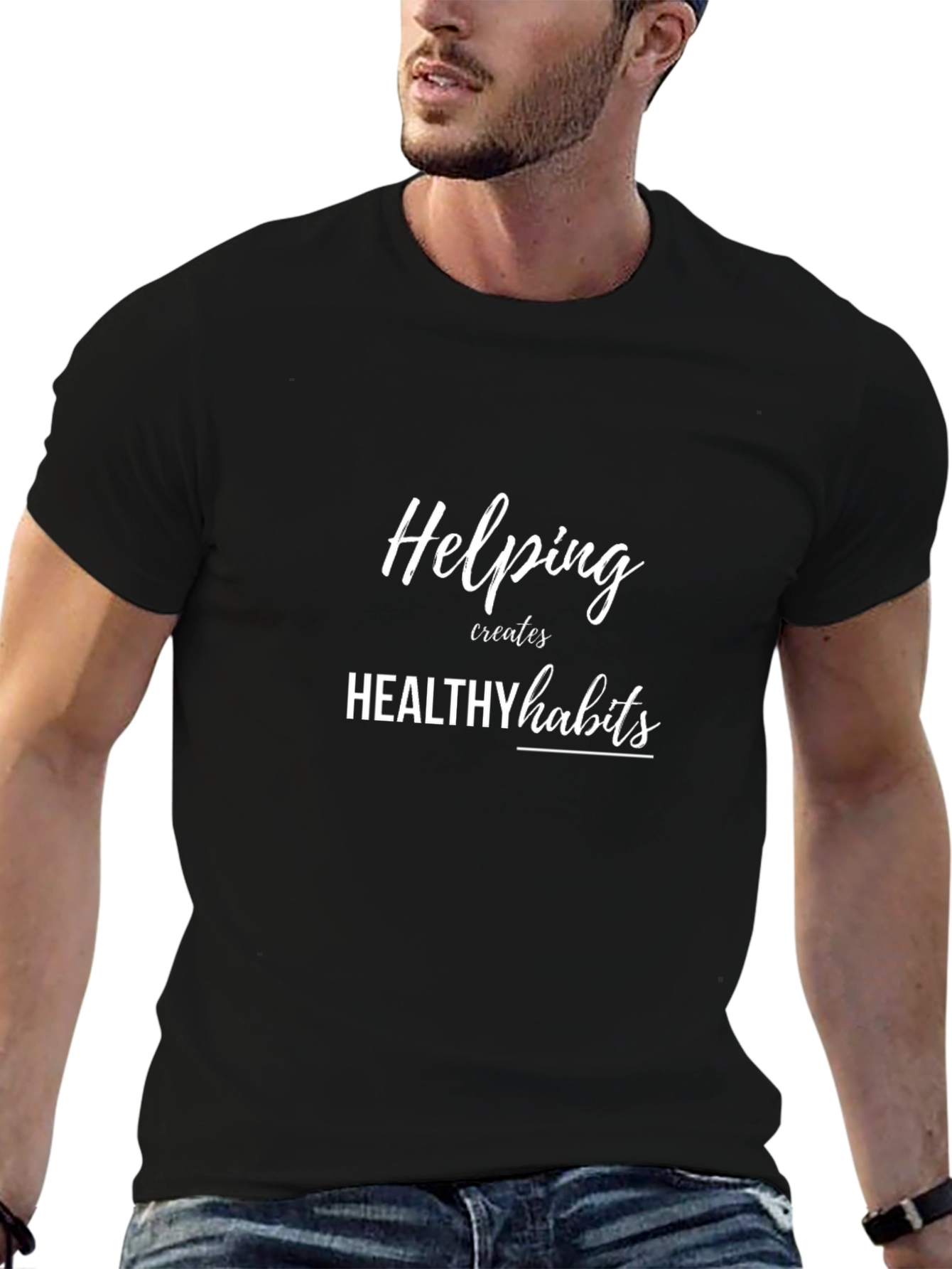 Helping Creates Healthy Habits Black T-Shirt