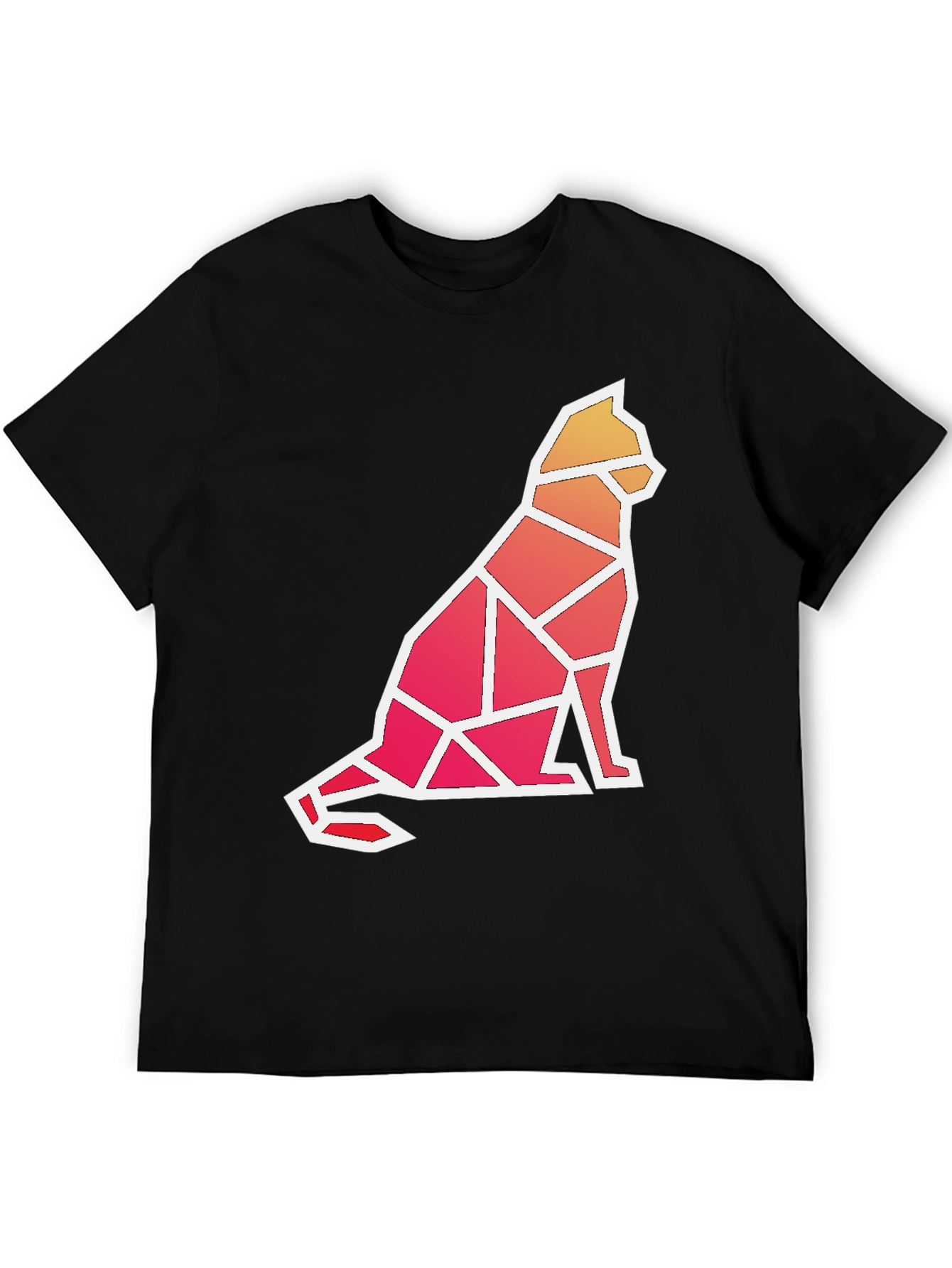 Geometric Cat Graphic T-Shirt - Modern Artistic Tee