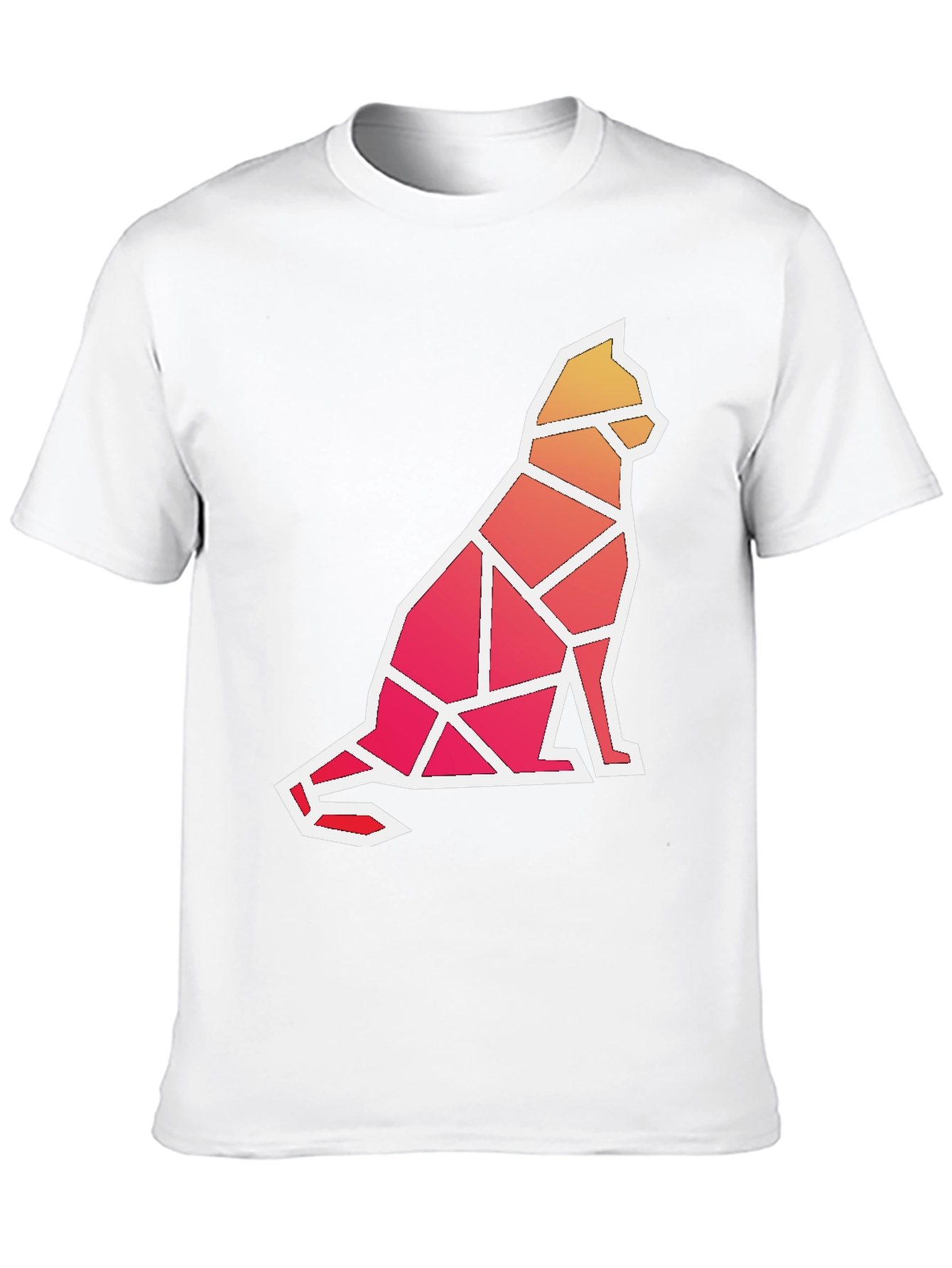 Geometric Cat Graphic T-Shirt - Modern Artistic Tee
