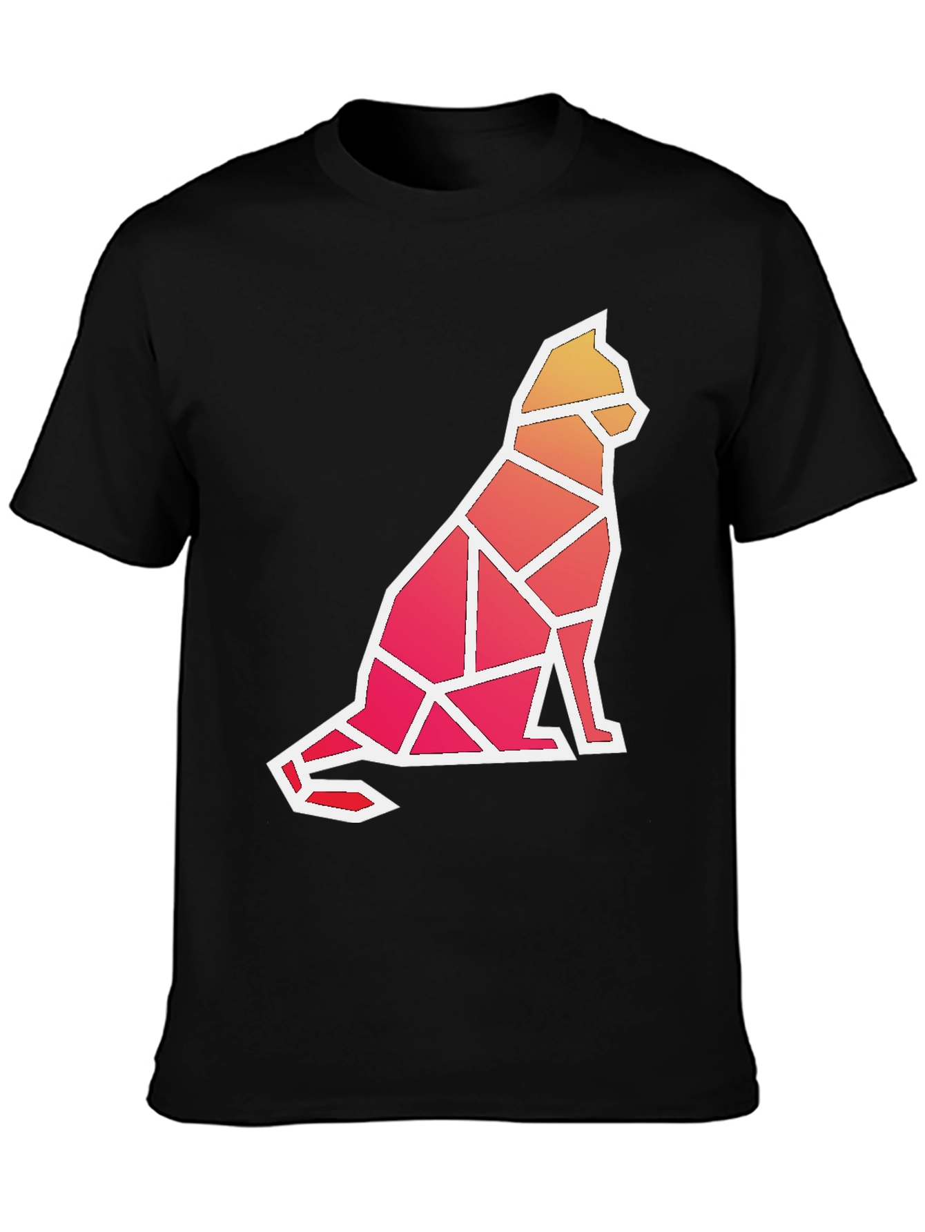 Geometric Cat Graphic T-Shirt - Modern Artistic Tee