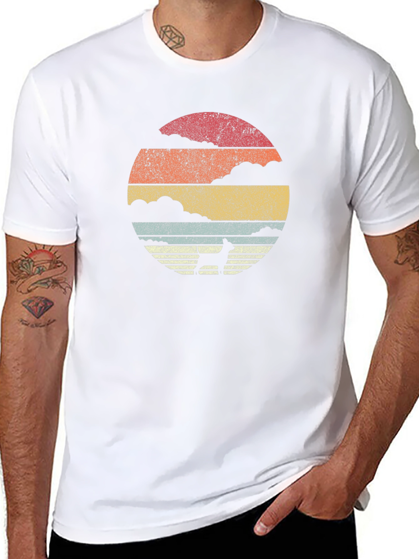 Retro Dog Sunset T-Shirt