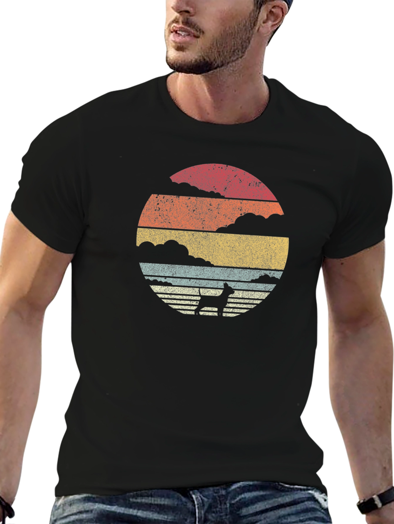 Retro Dog Sunset T-Shirt