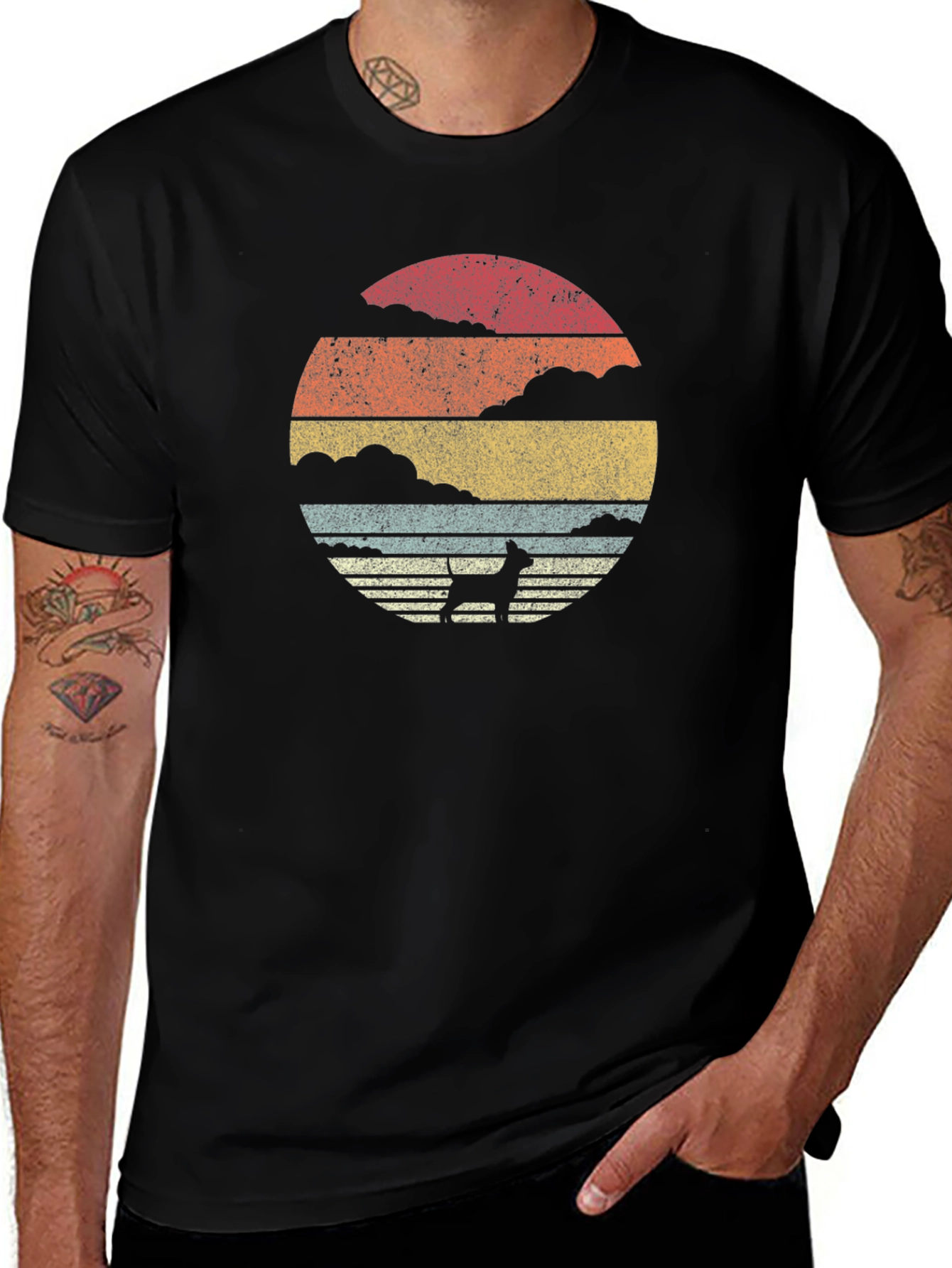 Retro Dog Sunset T-Shirt