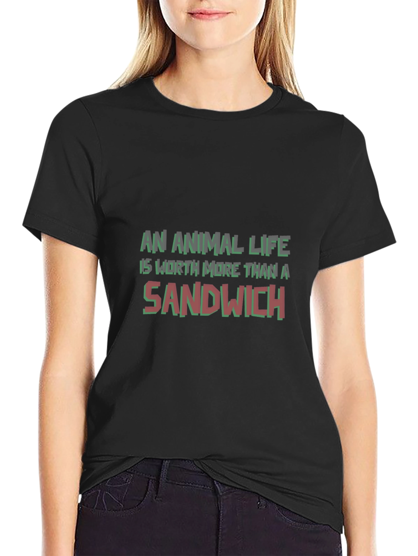 Animal Life Sandwich Graphic Tee - Vegan Awareness Shirt