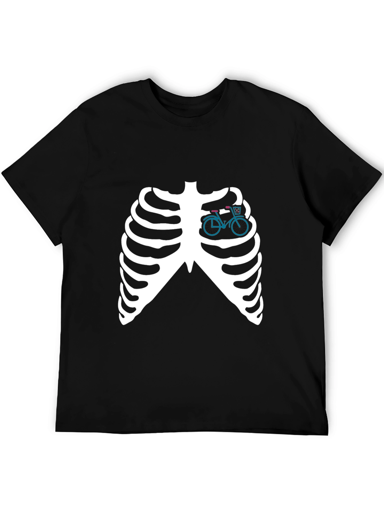 Skeleton Ribcage T-Shirt with Bicycle Heart