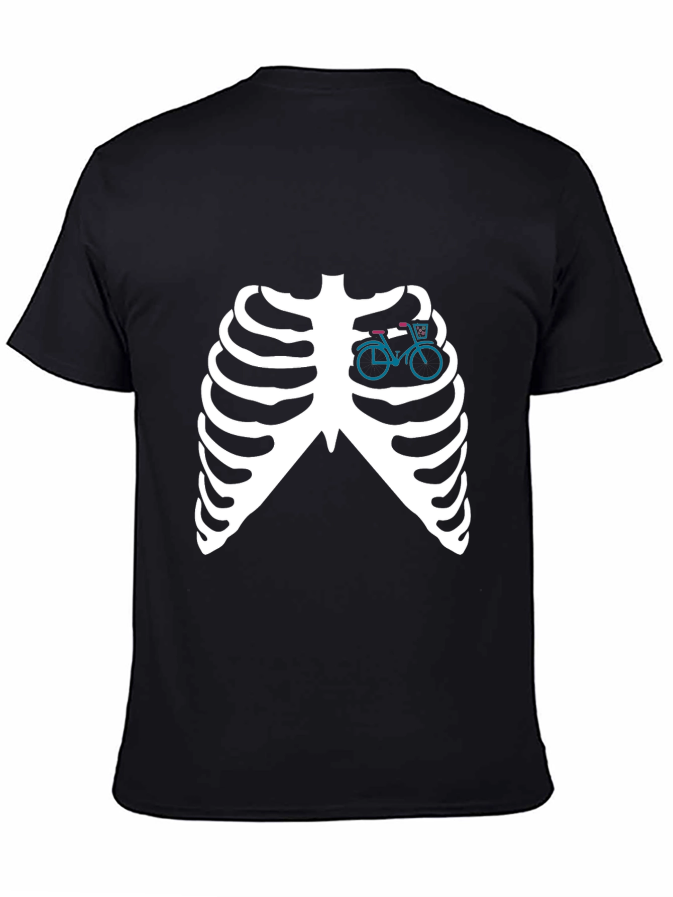 Skeleton Ribcage T-Shirt with Bicycle Heart