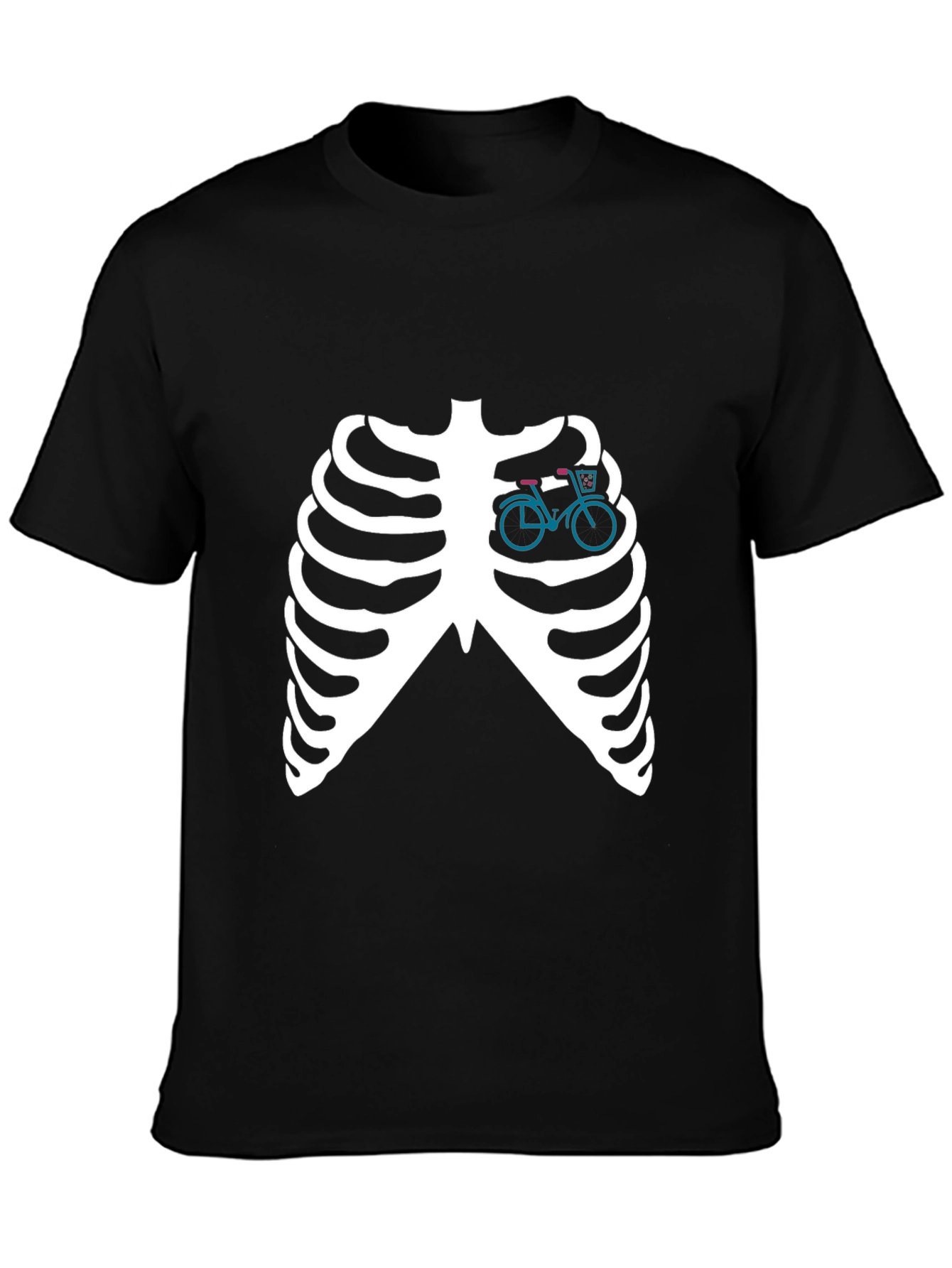 Skeleton Ribcage T-Shirt with Bicycle Heart