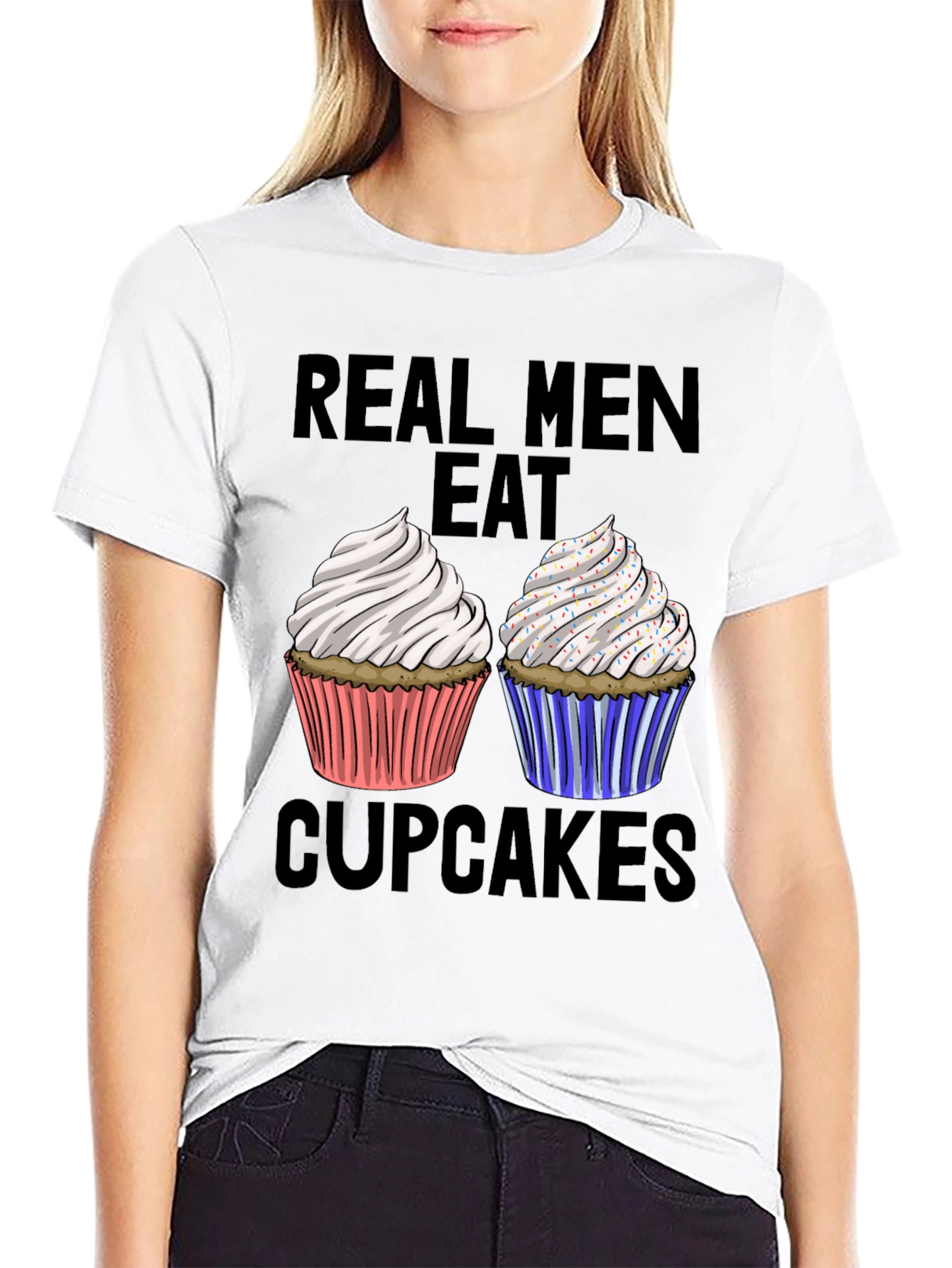 Real Men Eat Cupcakes T-Shirt Funny Graphic Tee