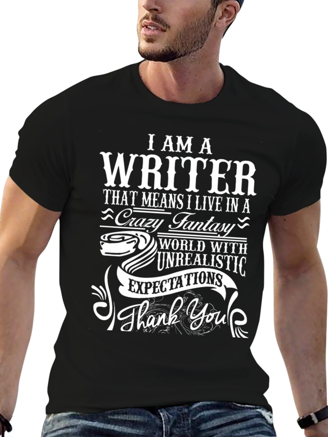 Writer Graphic T-Shirt: Crazy Fantasy World