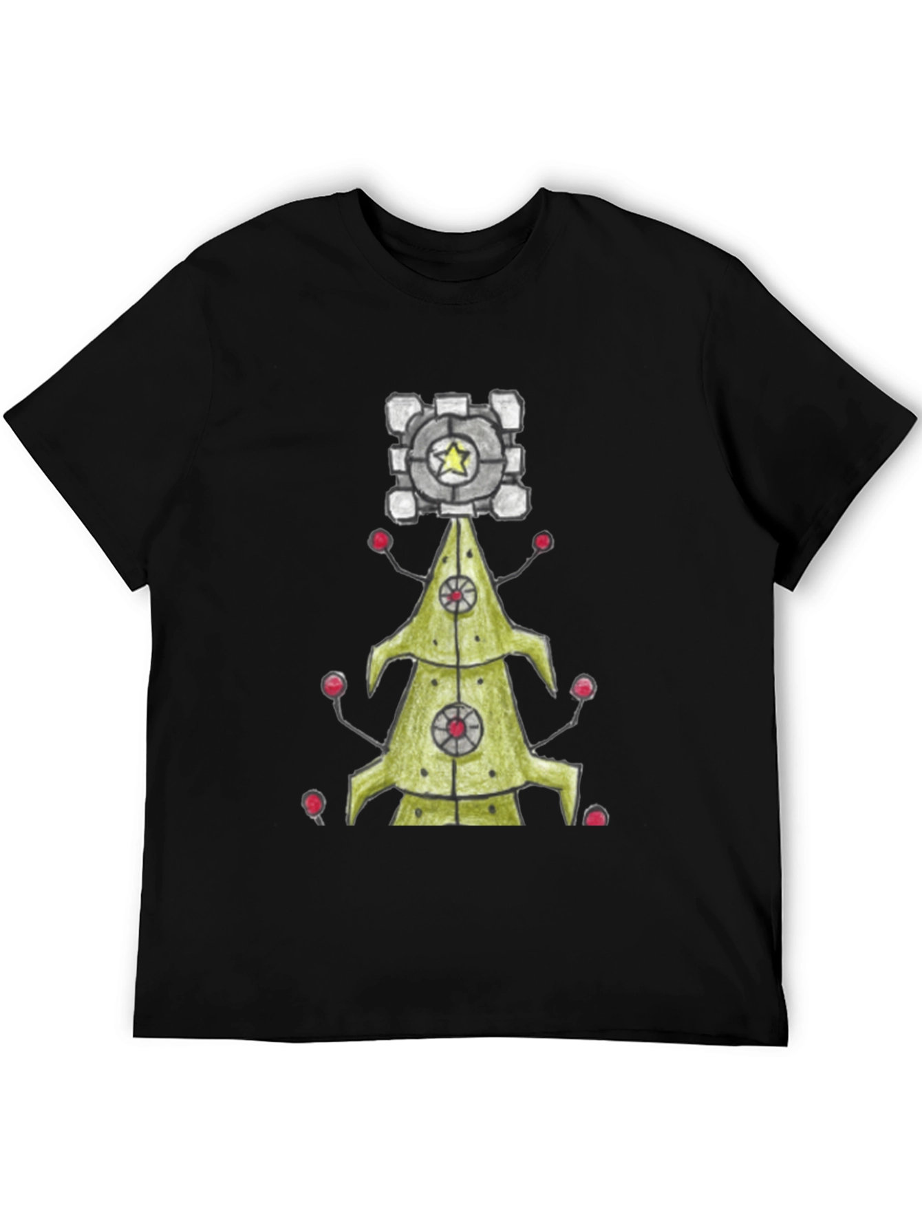 Portal Companion Cube Christmas Tree T-Shirt