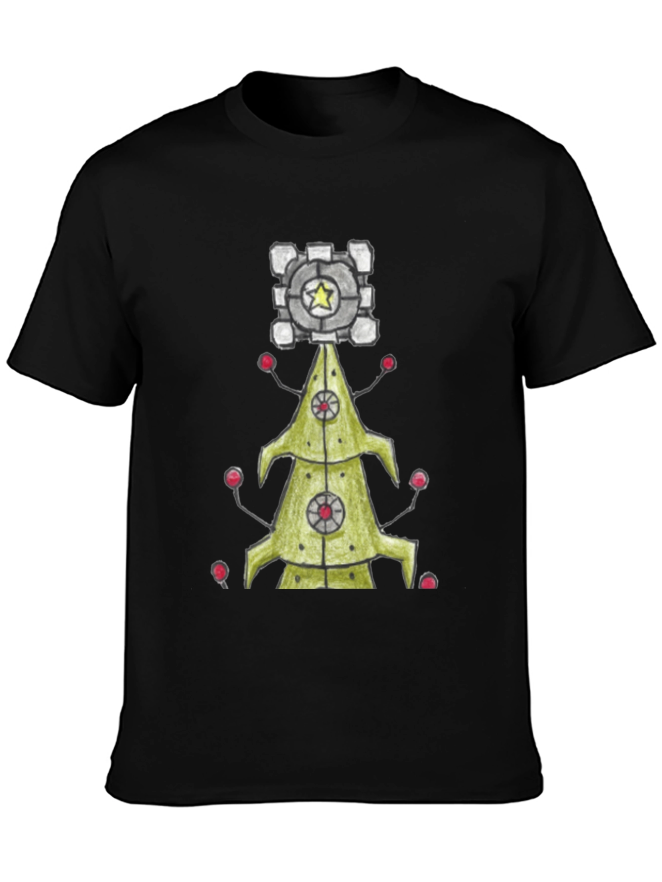 Portal Companion Cube Christmas Tree T-Shirt