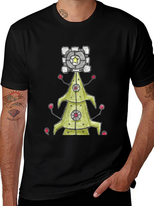 Portal Companion Cube Christmas Tree T-Shirt