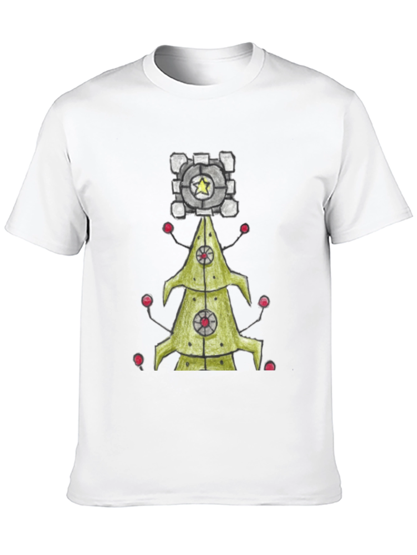 Portal Companion Cube Christmas Tree T-Shirt