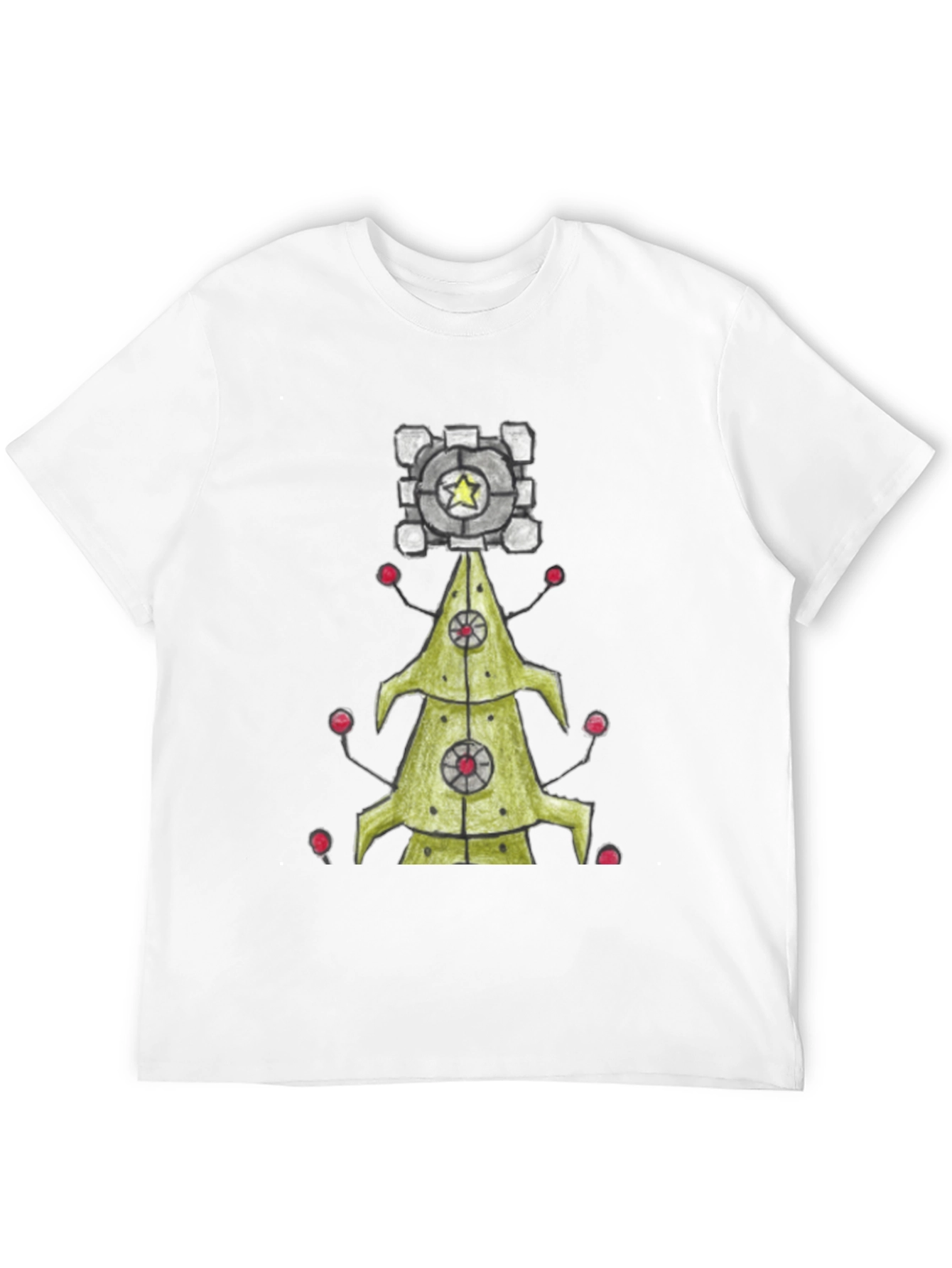 Portal Companion Cube Christmas Tree T-Shirt
