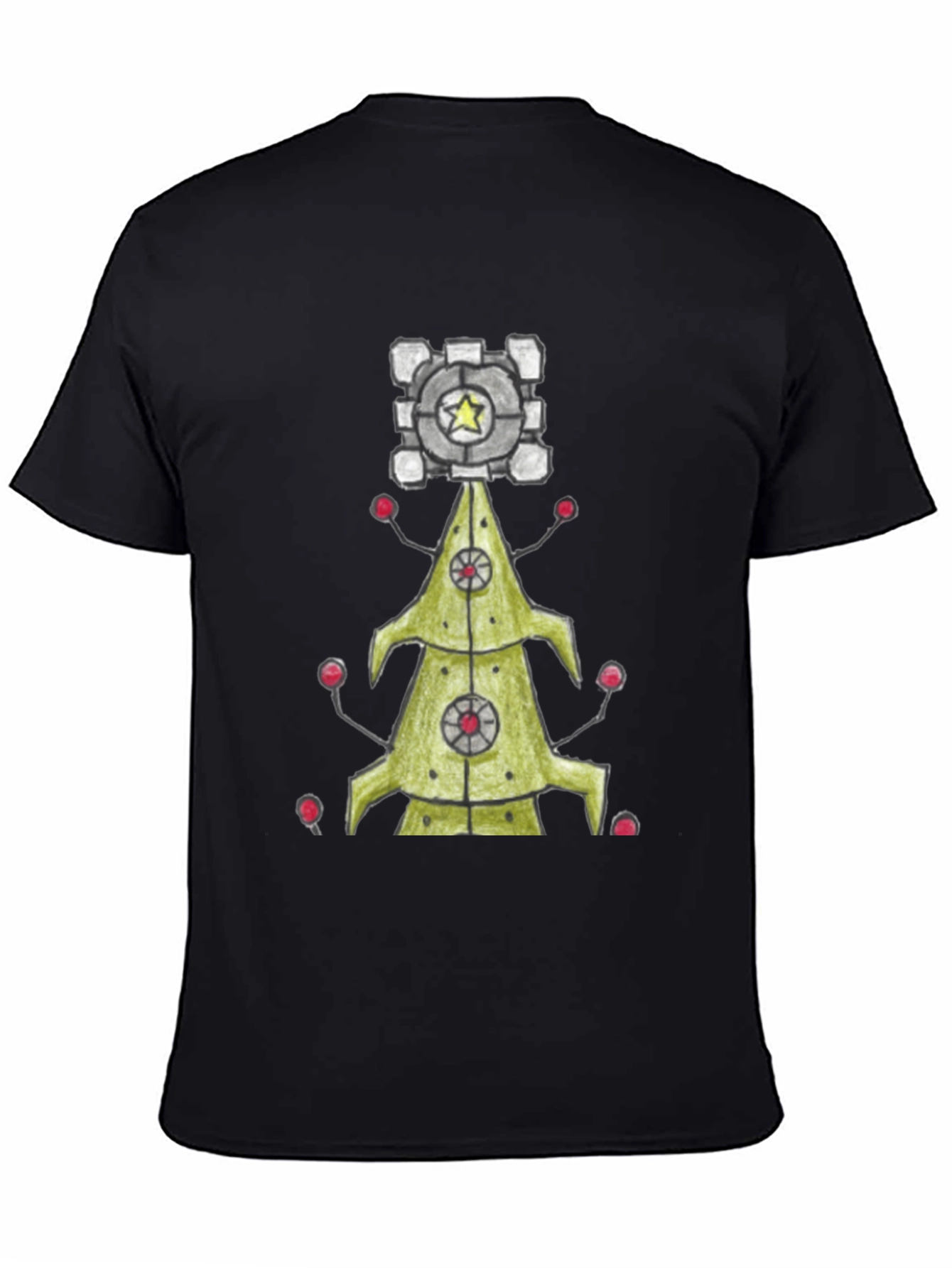 Portal Companion Cube Christmas Tree T-Shirt
