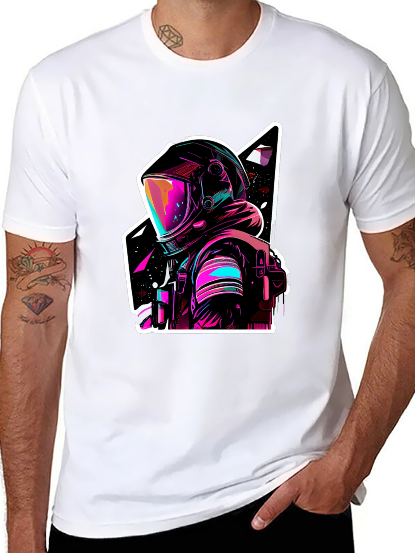 Neon Astronaut Graphic Black T-Shirt