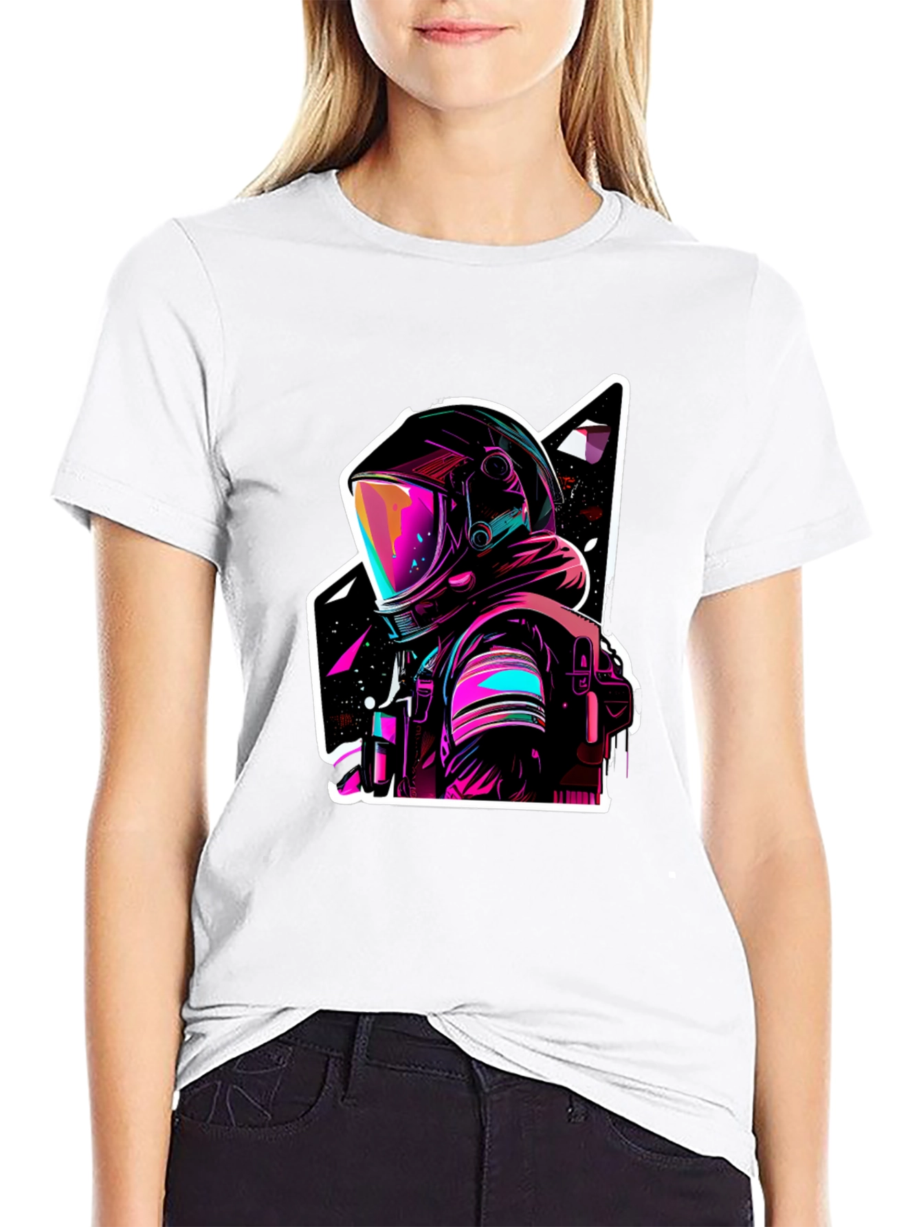 Neon Astronaut Graphic Black T-Shirt