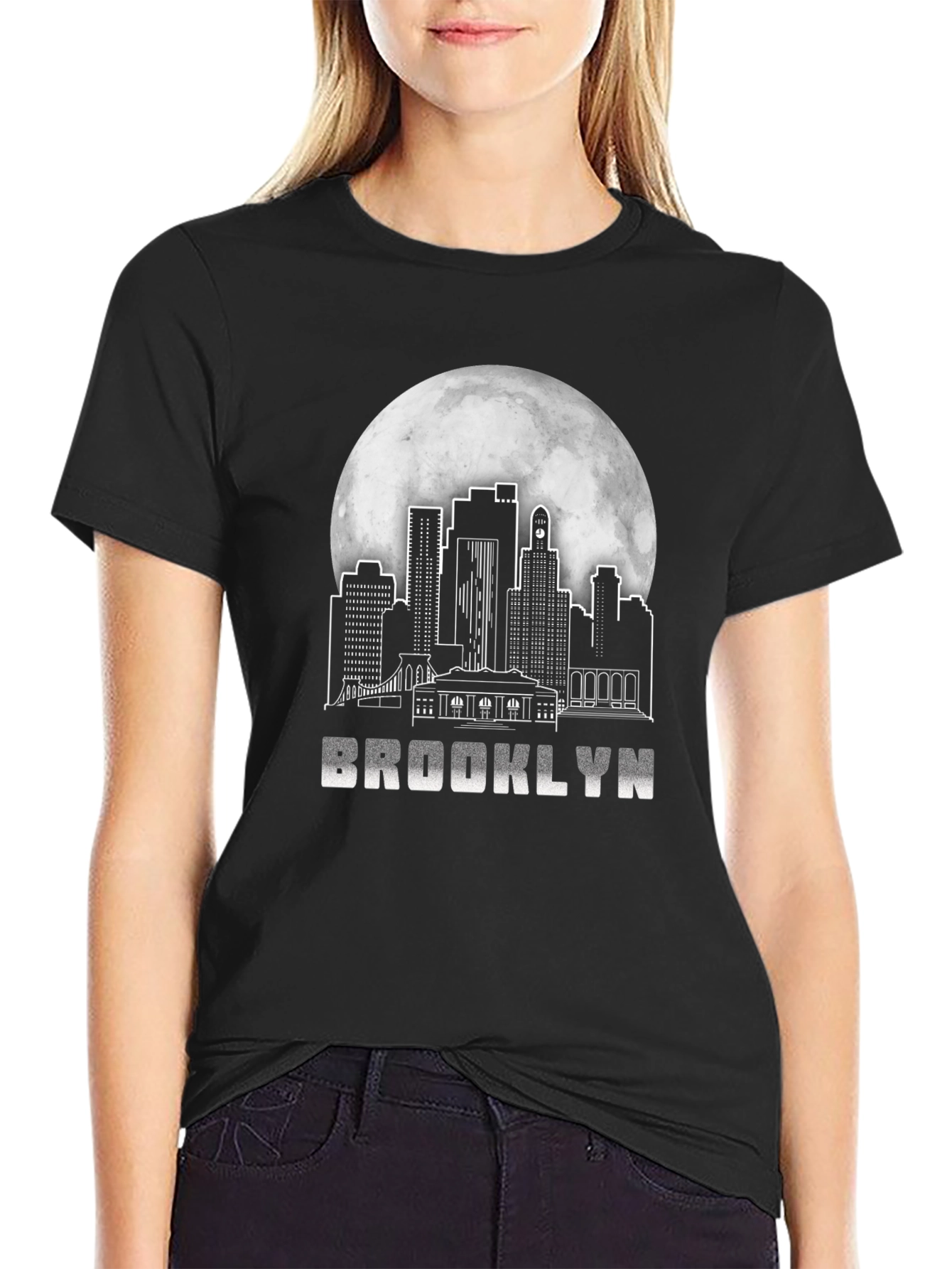Brooklyn Skyline T-Shirt - Cityscape Moon Graphic Tee