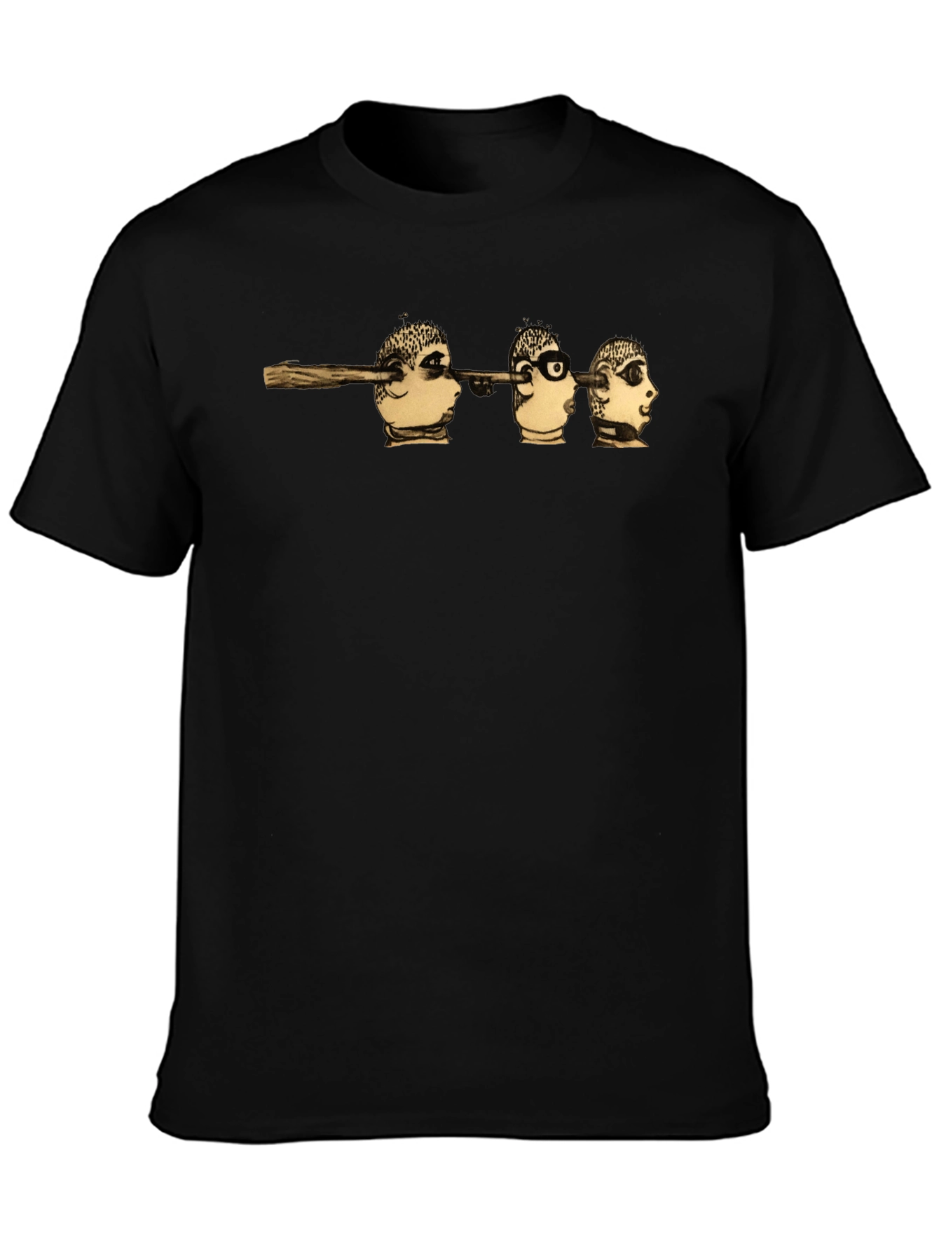 Surreal Head Skewer Graphic Tee - Black Cotton T-Shirt