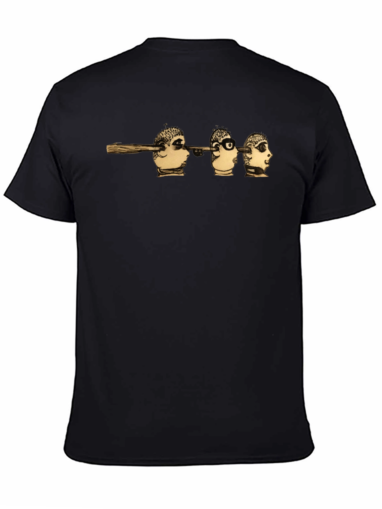 Surreal Head Skewer Graphic Tee - Black Cotton T-Shirt