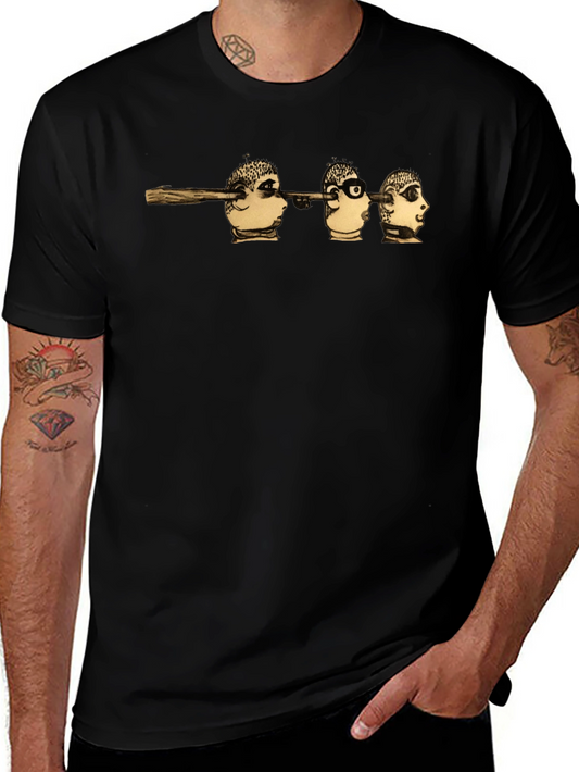 Surreal Head Skewer Graphic Tee - Black Cotton T-Shirt