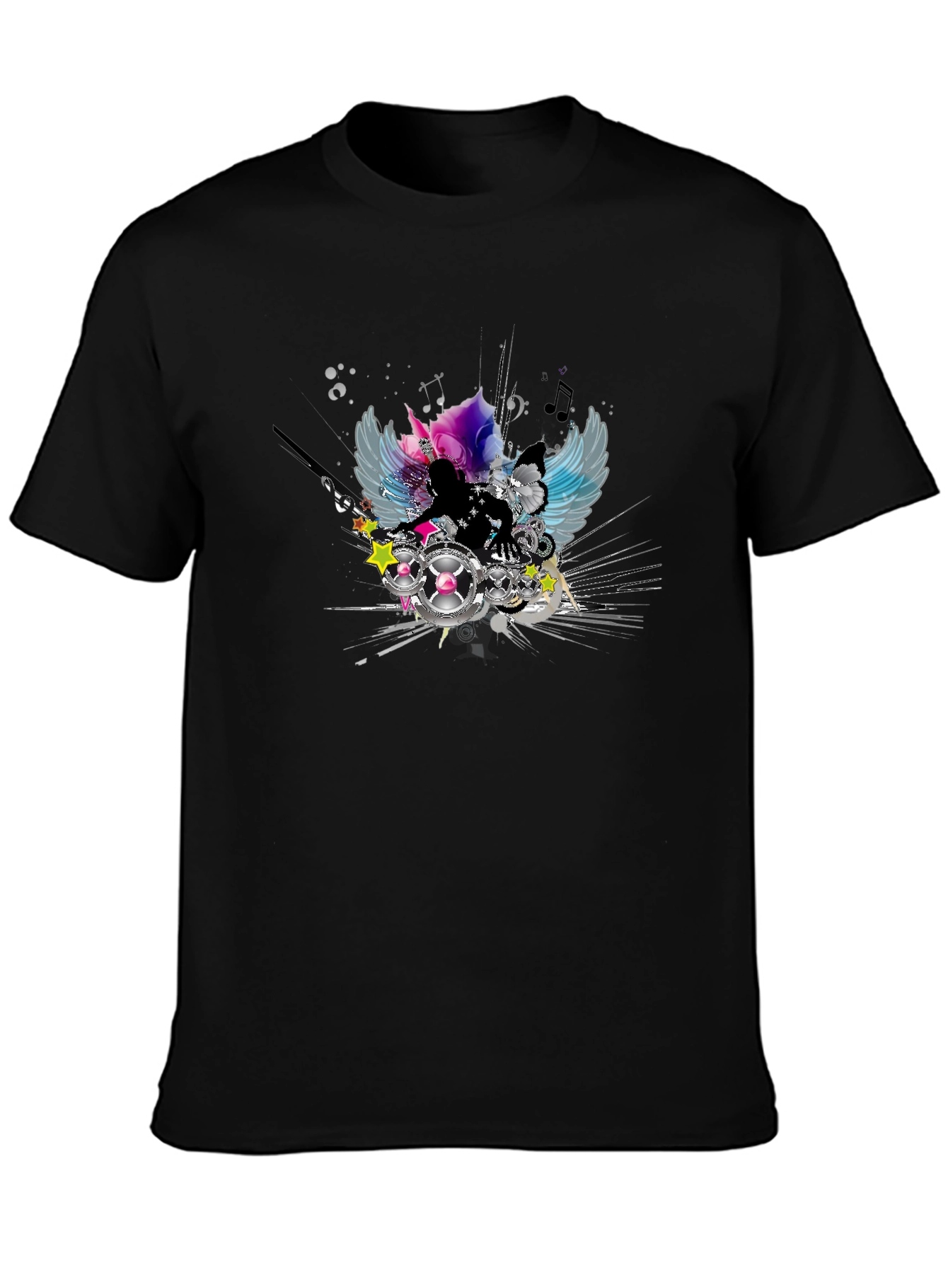DJ Angel Graphic Black T-Shirt