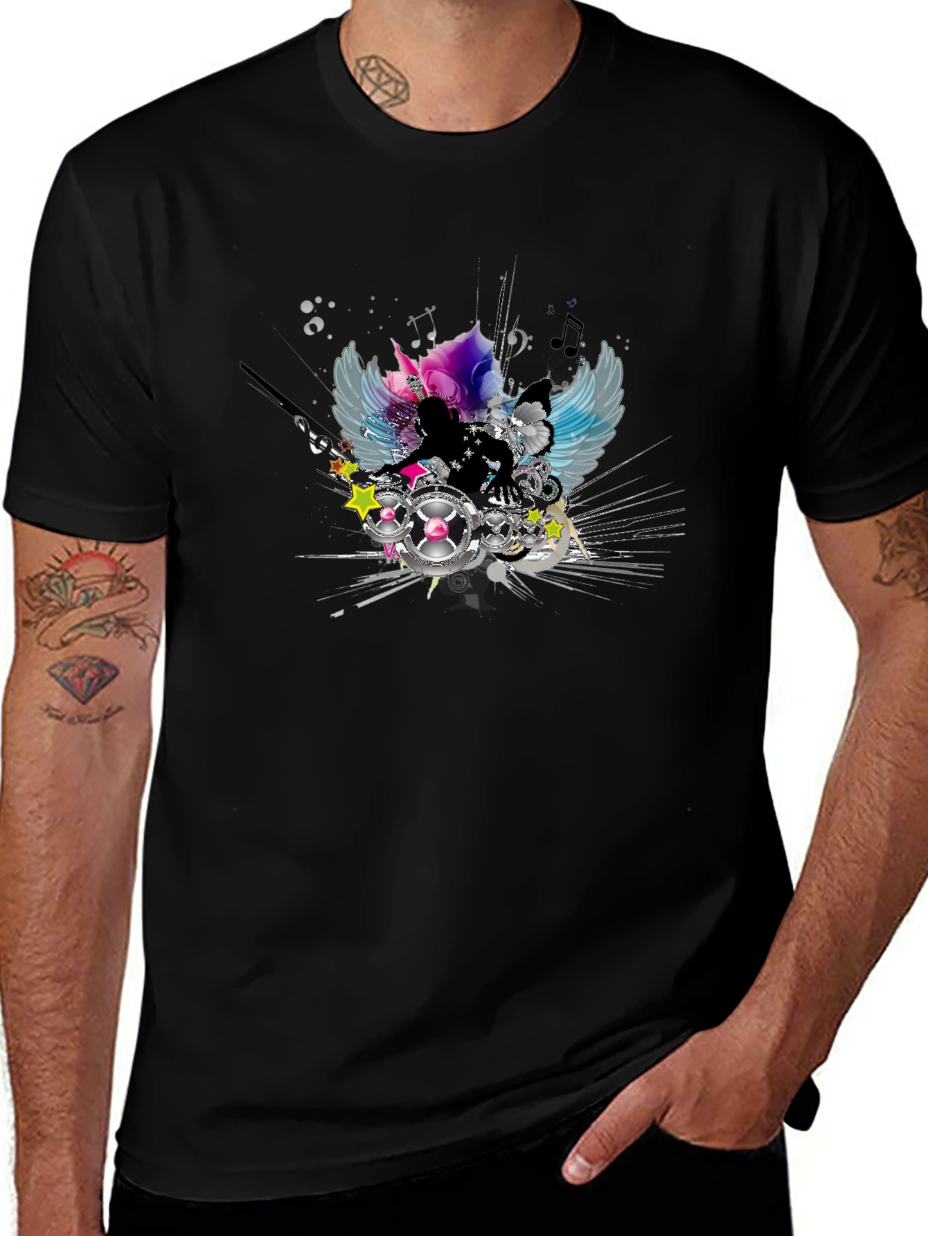 DJ Angel Graphic Black T-Shirt