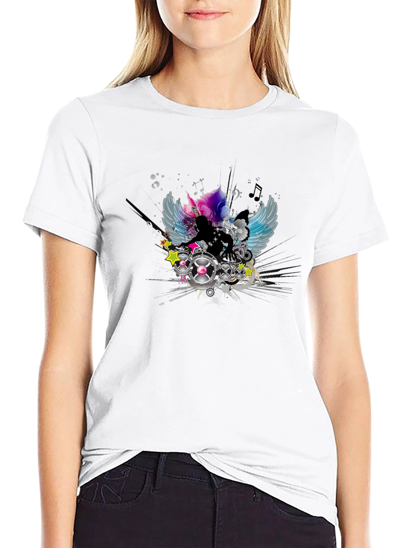 DJ Angel Graphic Black T-Shirt