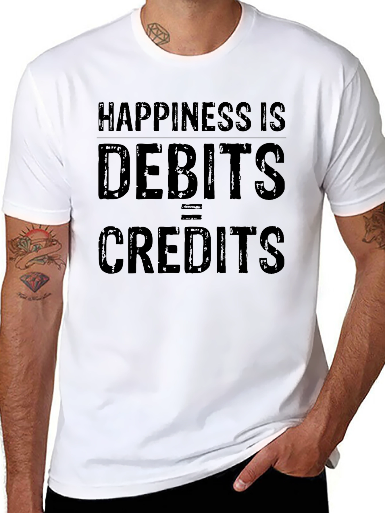 Happiness Is Debits = Credits Black T-Shirt