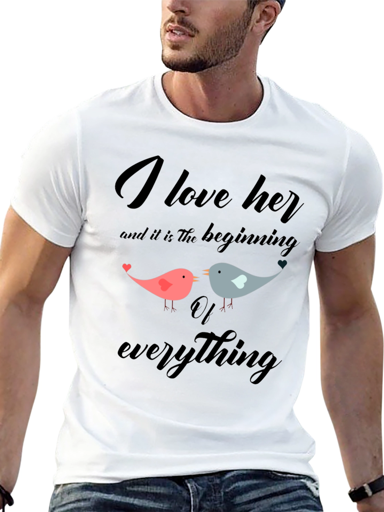 I Love Her Bird Graphic T-Shirt