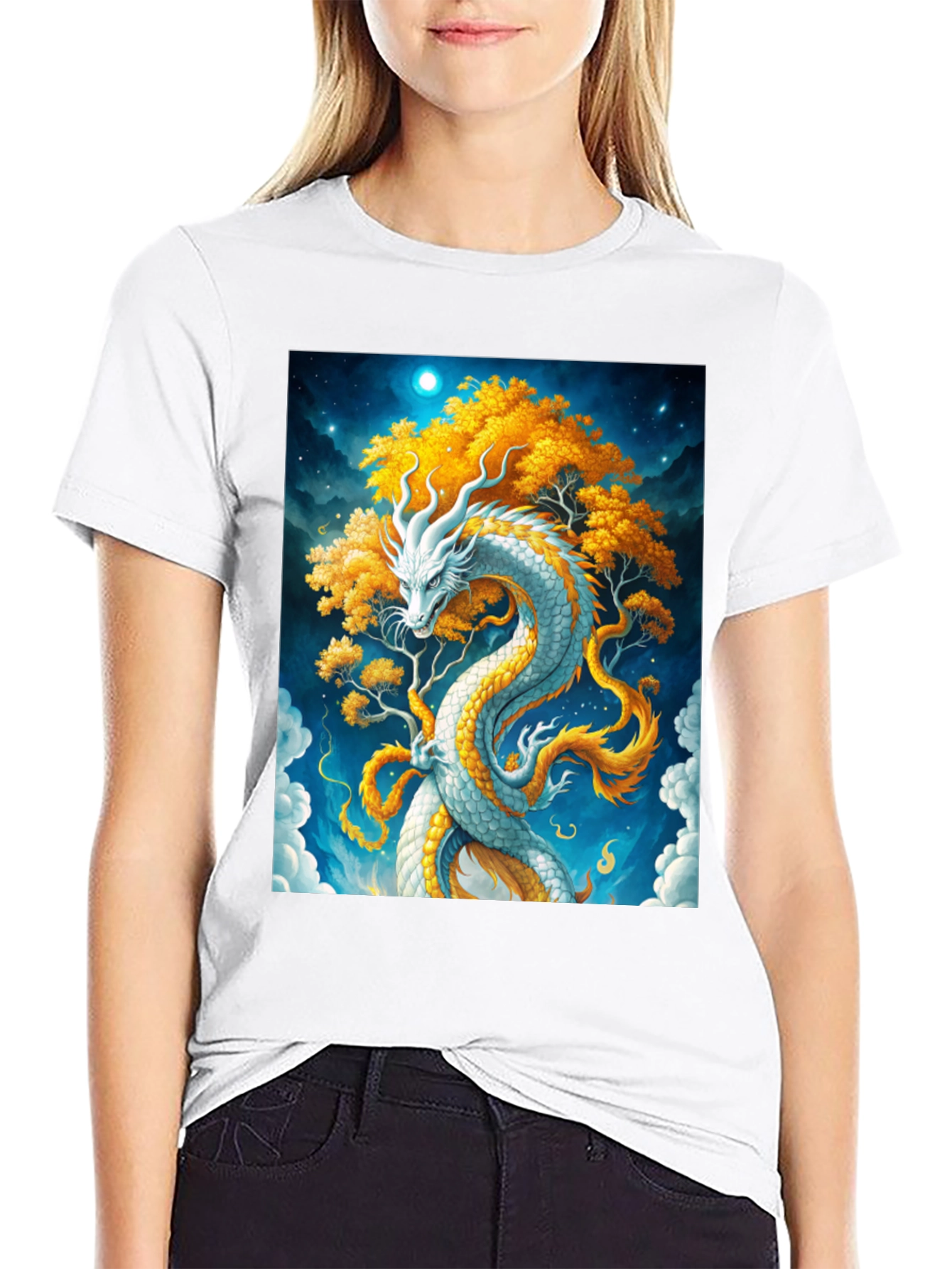 Dragon Tree Graphic T-Shirt - Fantasy Art Tee