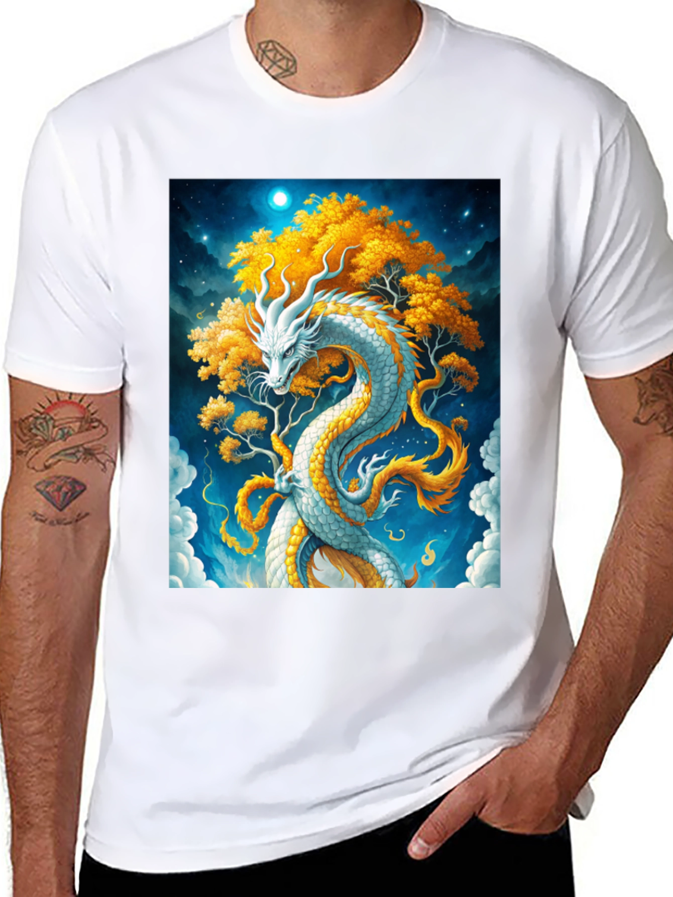 Dragon Tree Graphic T-Shirt - Fantasy Art Tee
