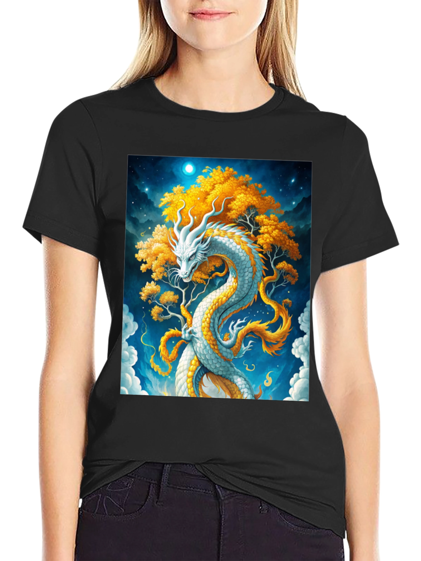 Dragon Tree Graphic T-Shirt - Fantasy Art Tee