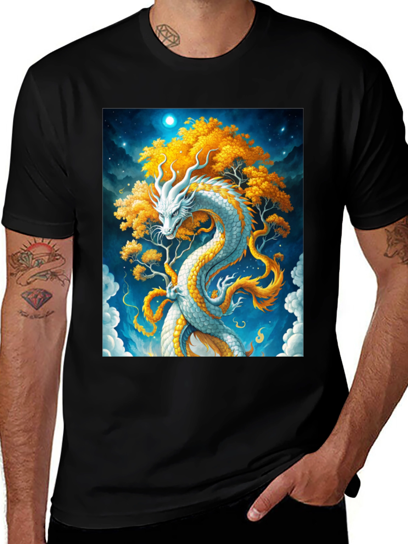 Dragon Tree Graphic T-Shirt - Fantasy Art Tee