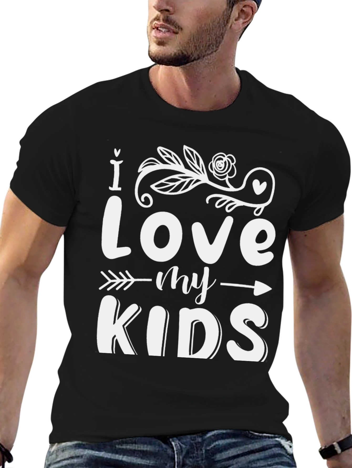 I Love My Kids Graphic T-Shirt - Black