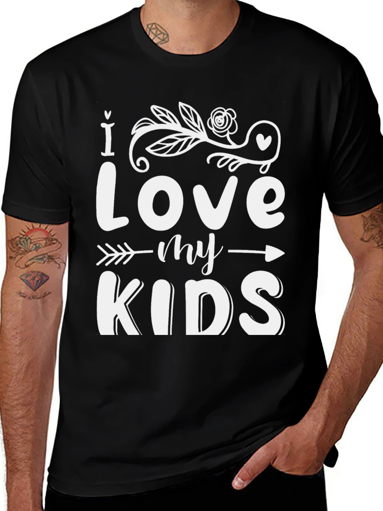 I Love My Kids Graphic T-Shirt - Black