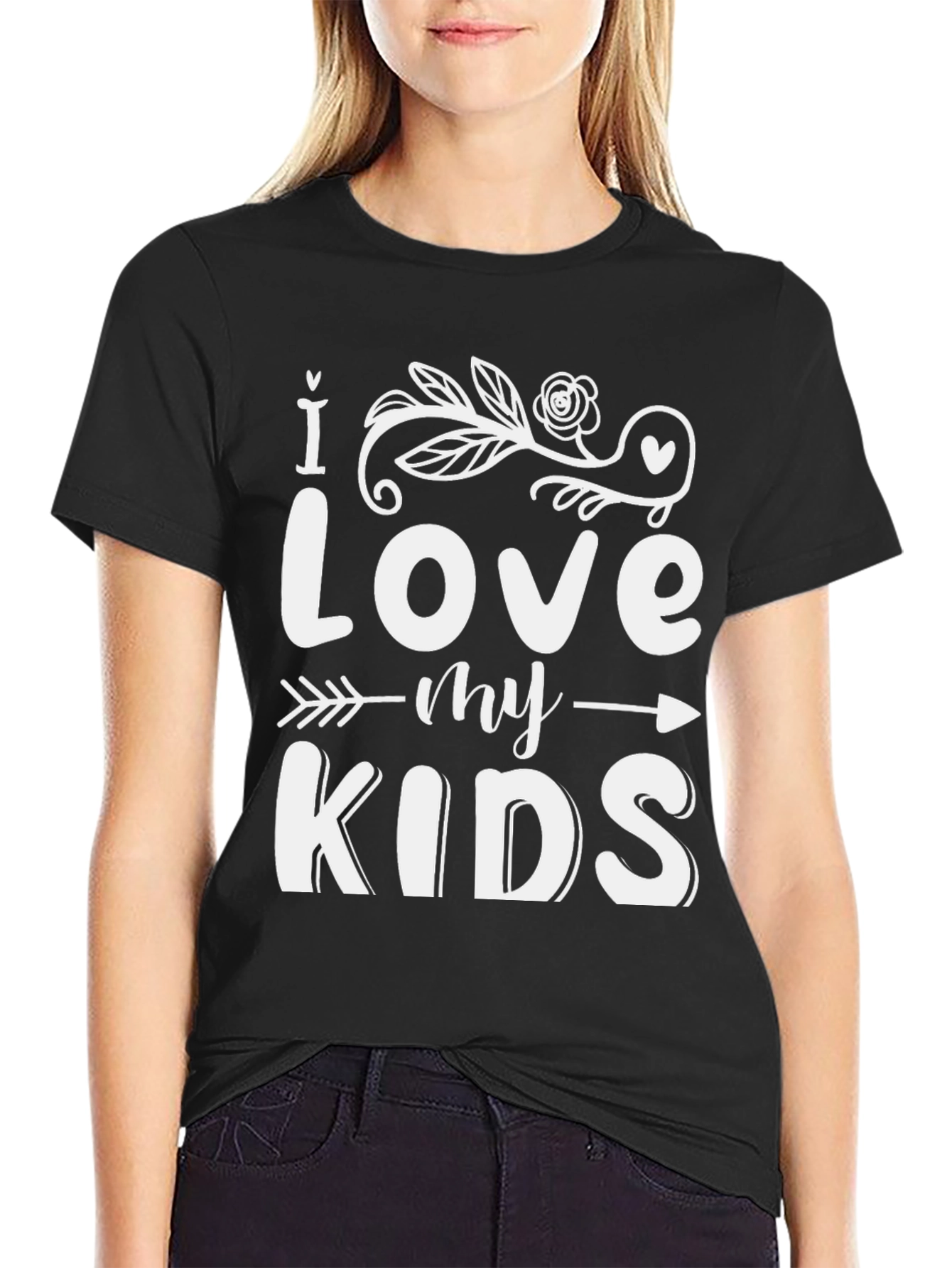 I Love My Kids Graphic T-Shirt - Black