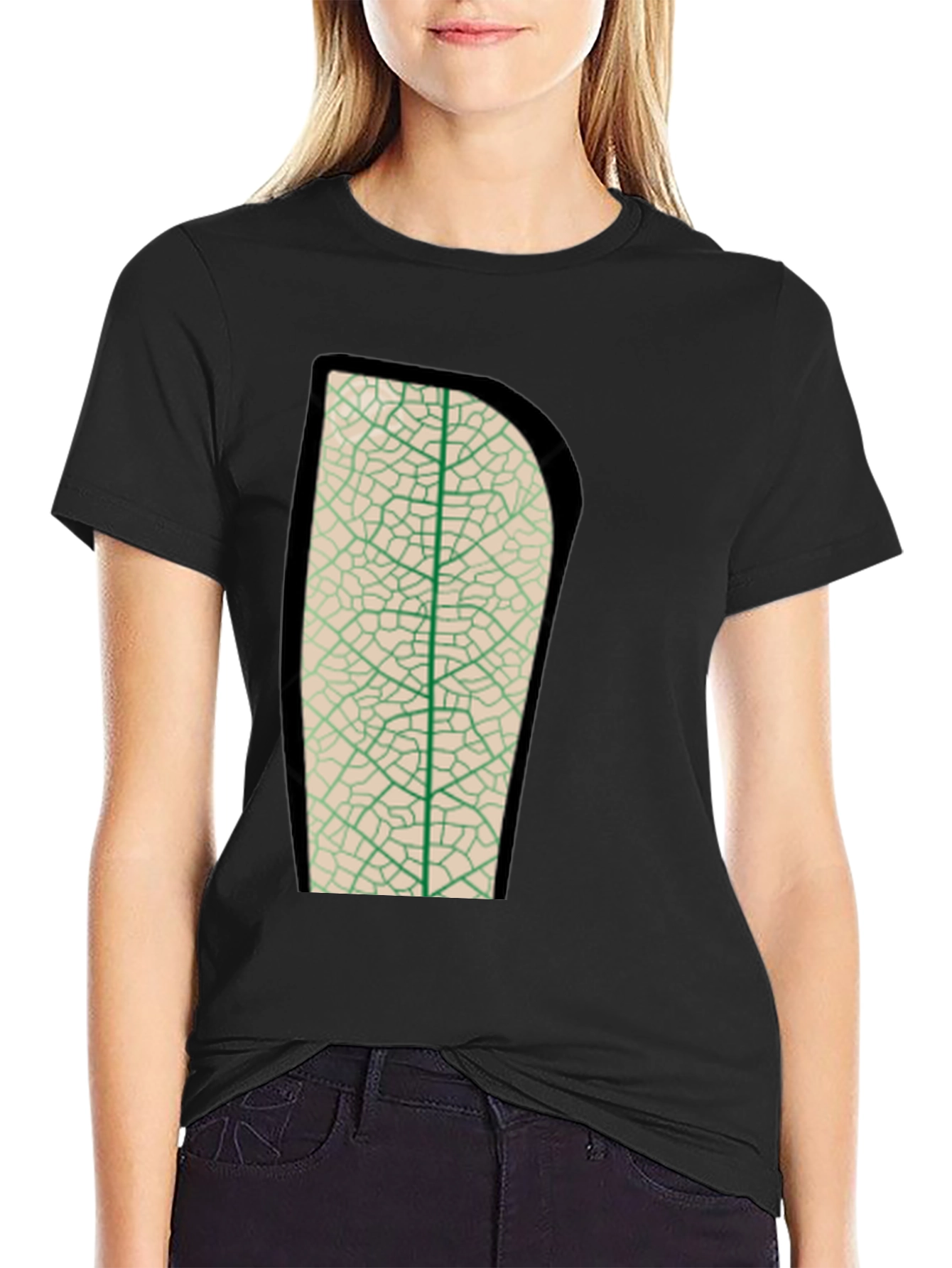 Leaf Vein Graphic Tee - Nature Inspired Print Shirt