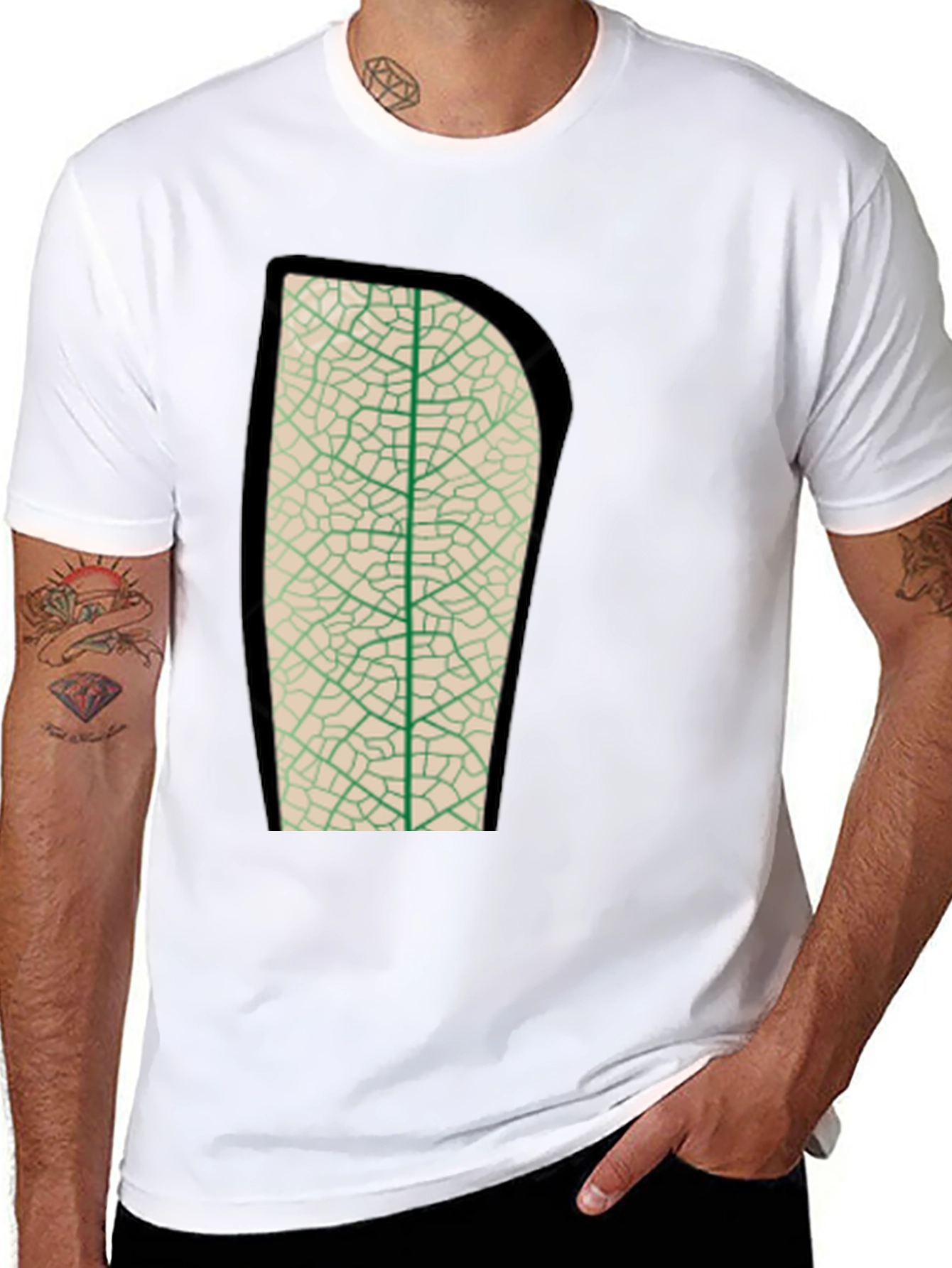 Leaf Vein Graphic Tee - Nature Inspired Print Shirt