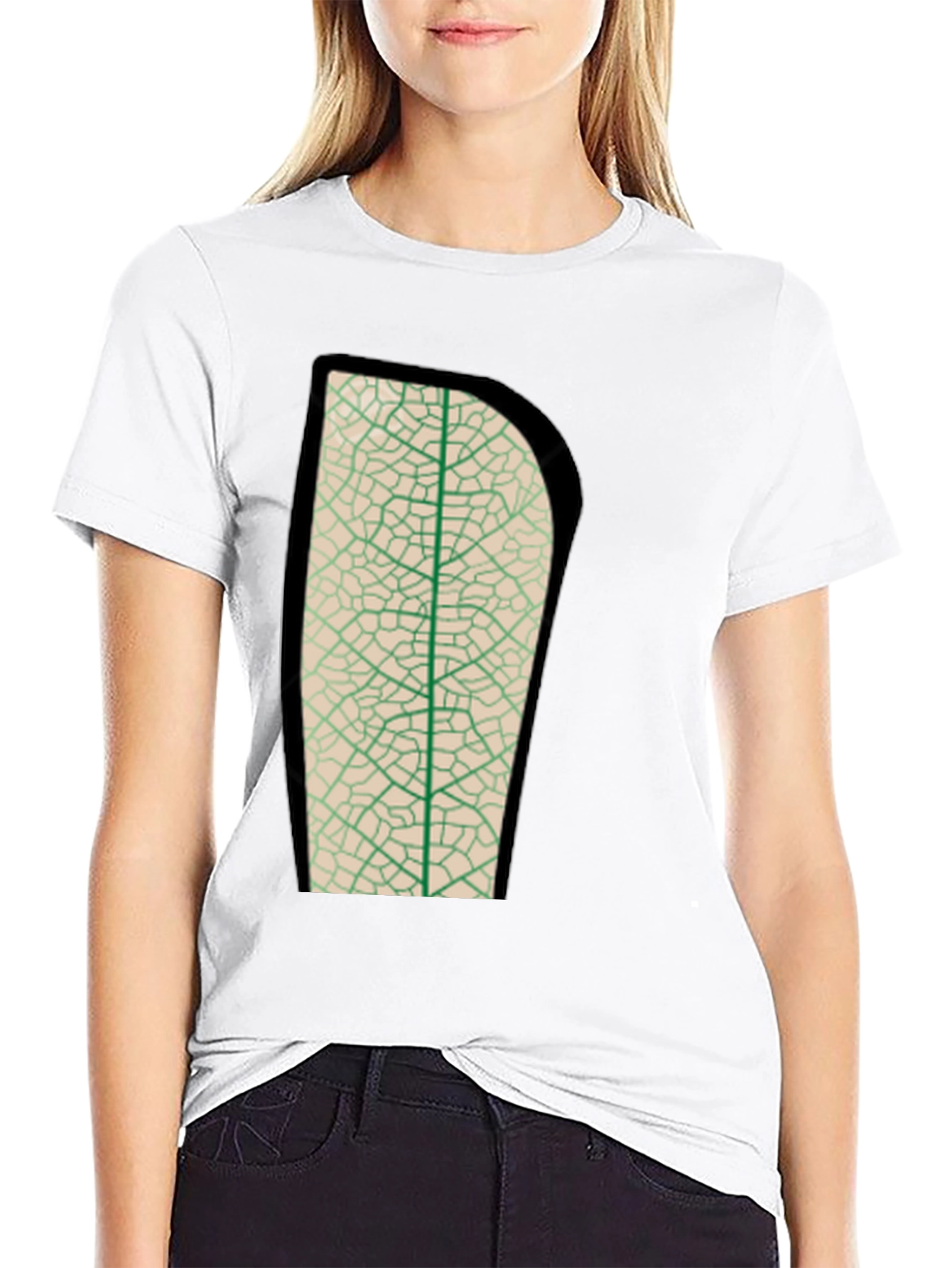 Leaf Vein Graphic Tee - Nature Inspired Print Shirt