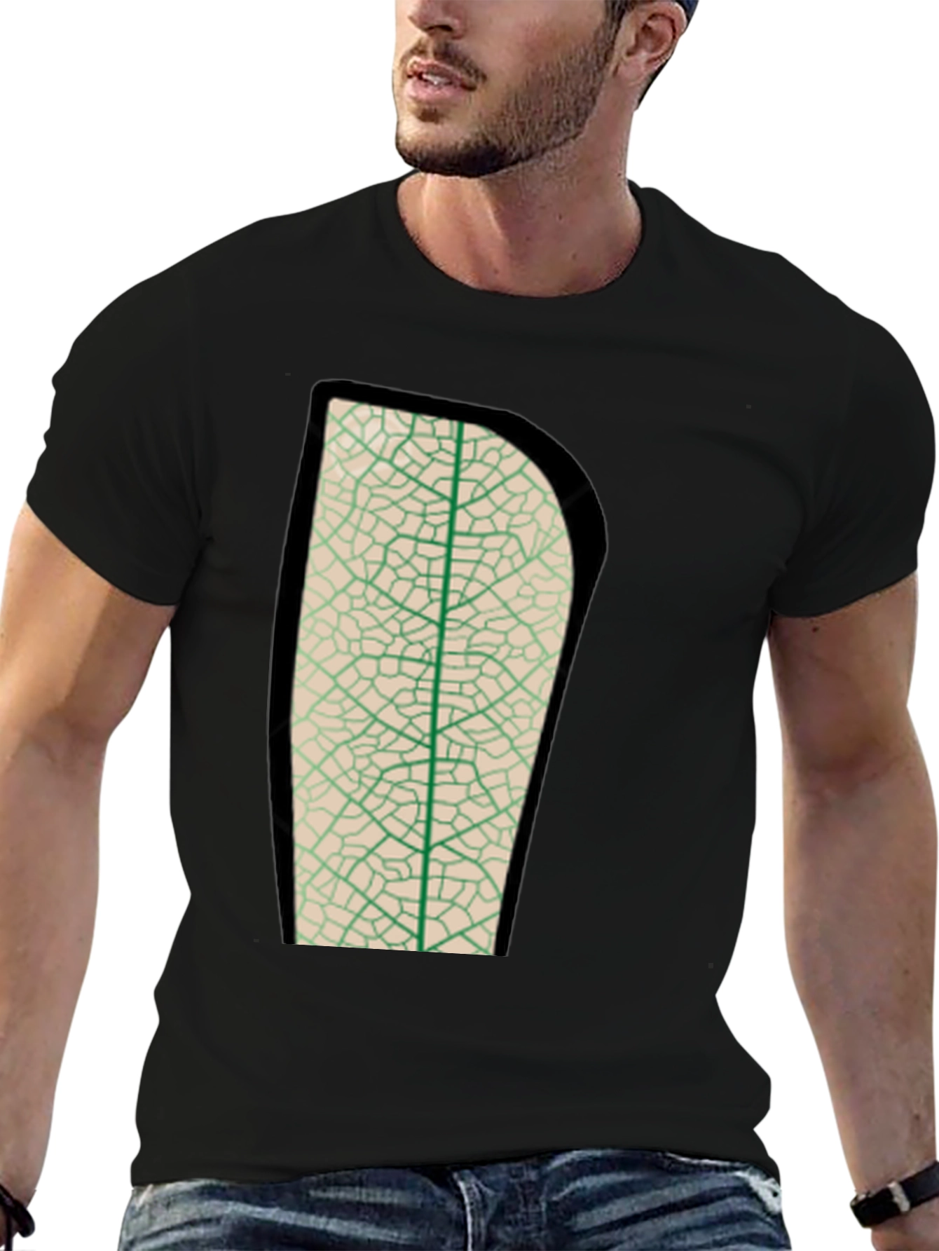 Leaf Vein Graphic Tee - Nature Inspired Print Shirt