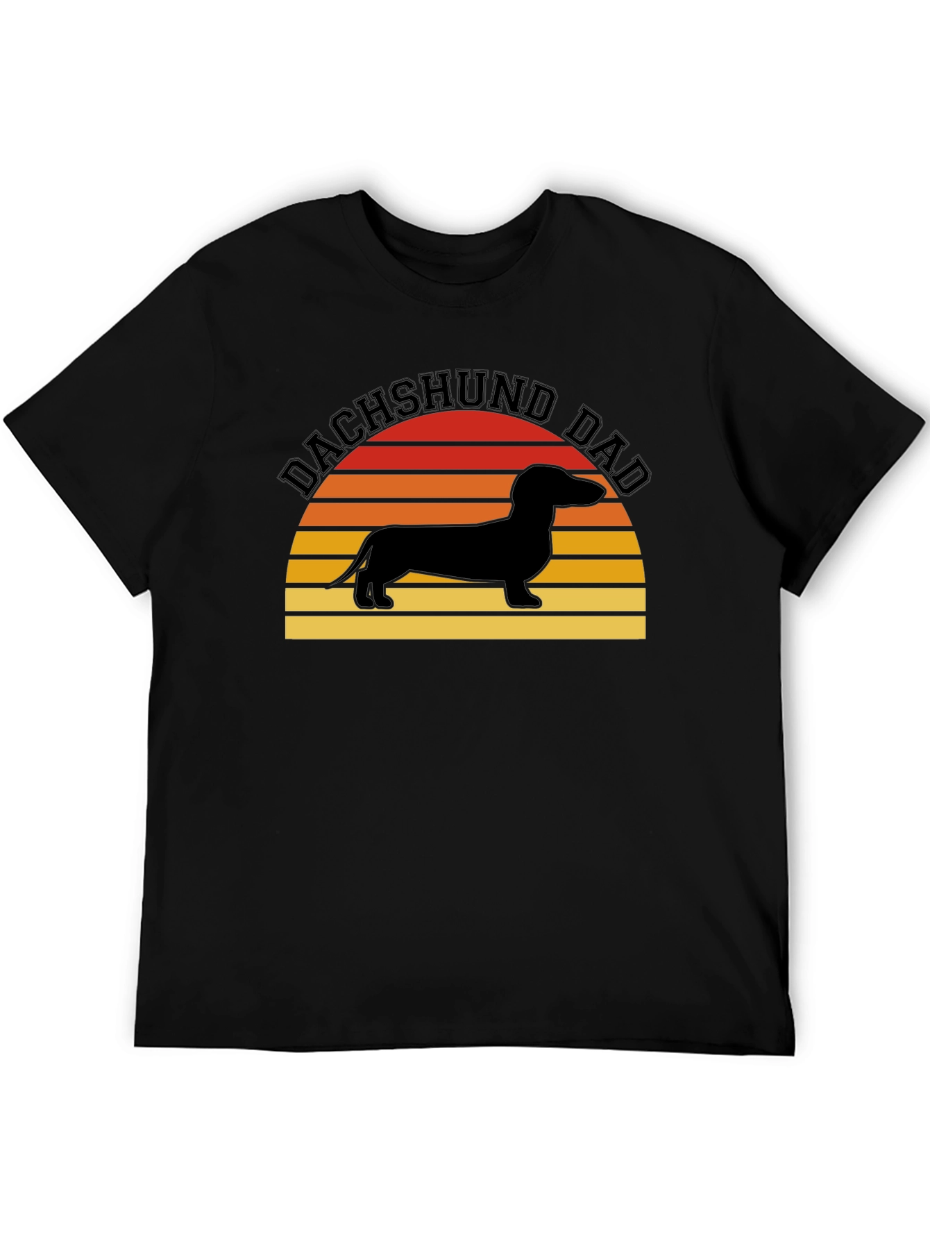 Dachshund Dad Retro Sunset Graphic Tee
