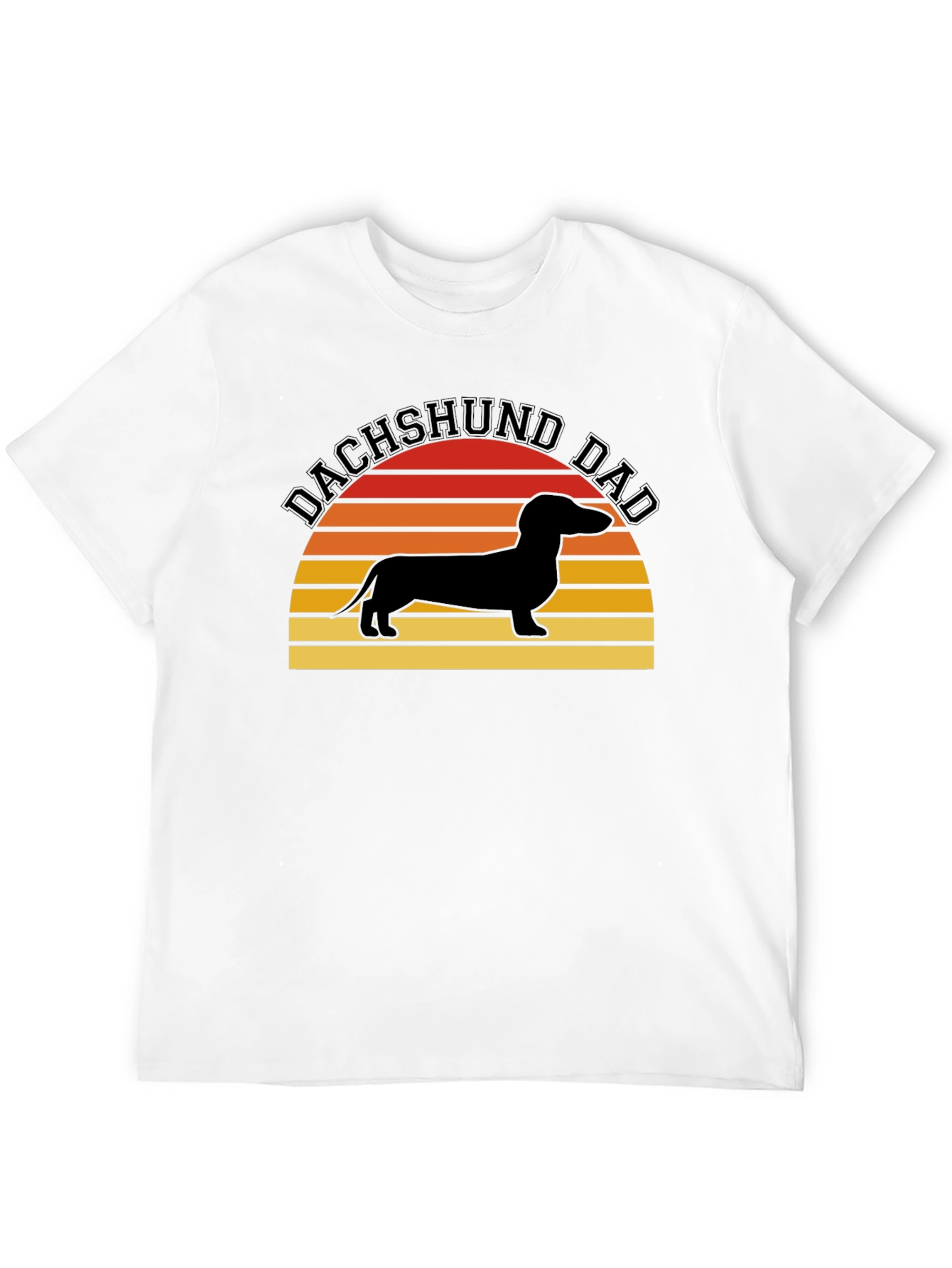 Dachshund Dad Retro Sunset Graphic Tee