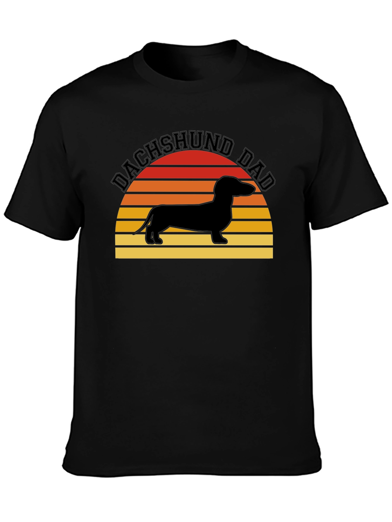 Dachshund Dad Retro Sunset Graphic Tee