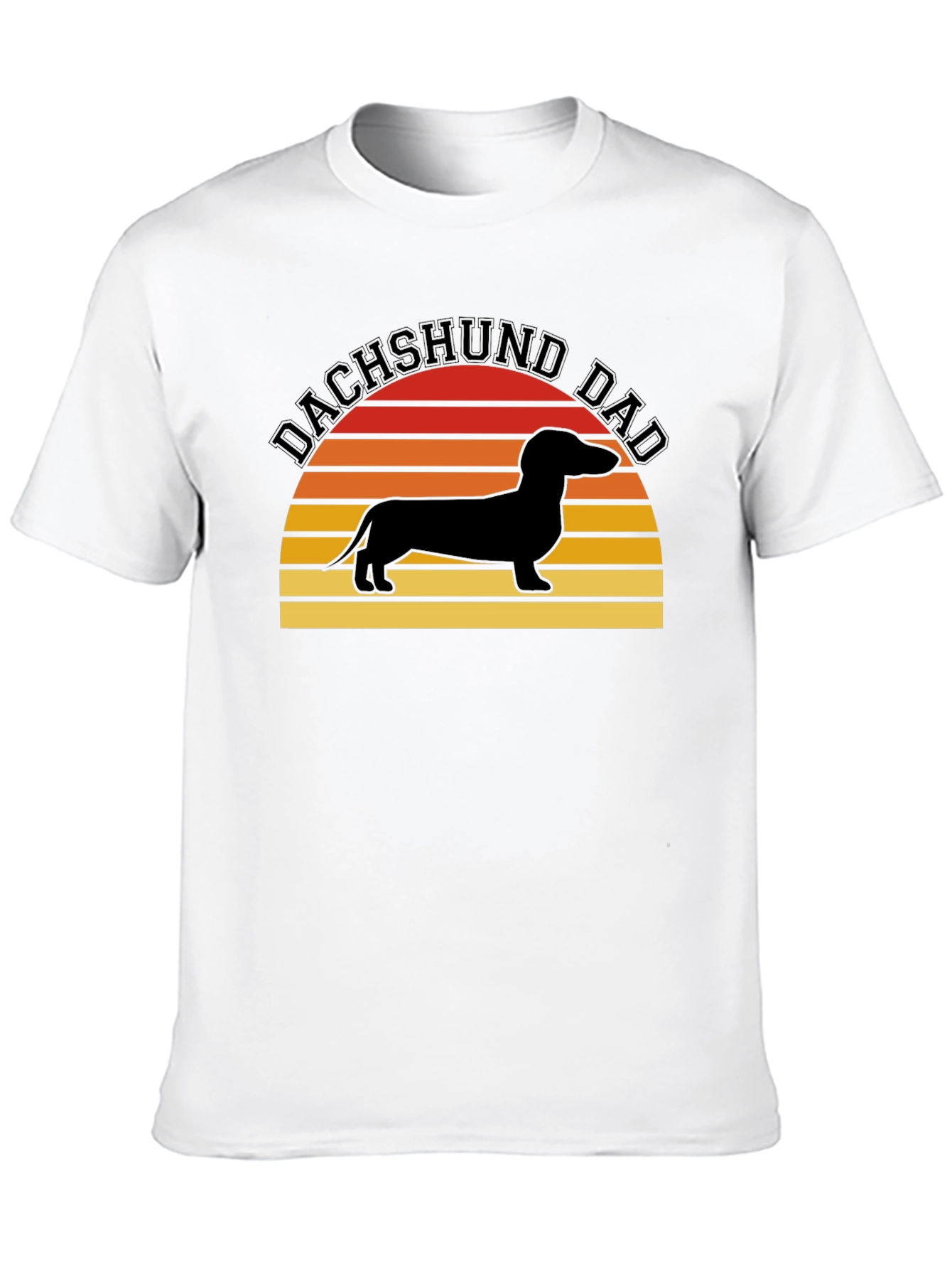 Dachshund Dad Retro Sunset Graphic Tee