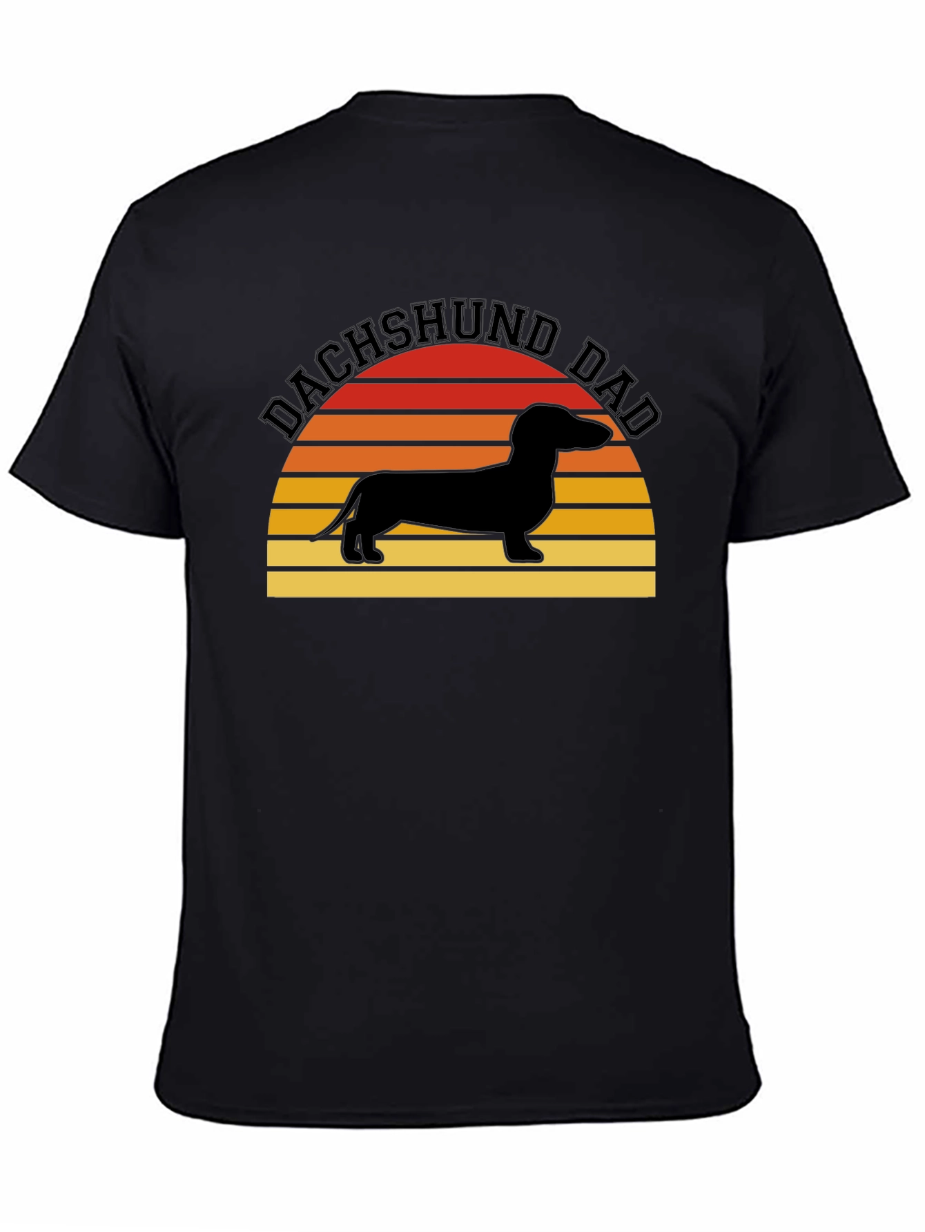 Dachshund Dad Retro Sunset Graphic Tee